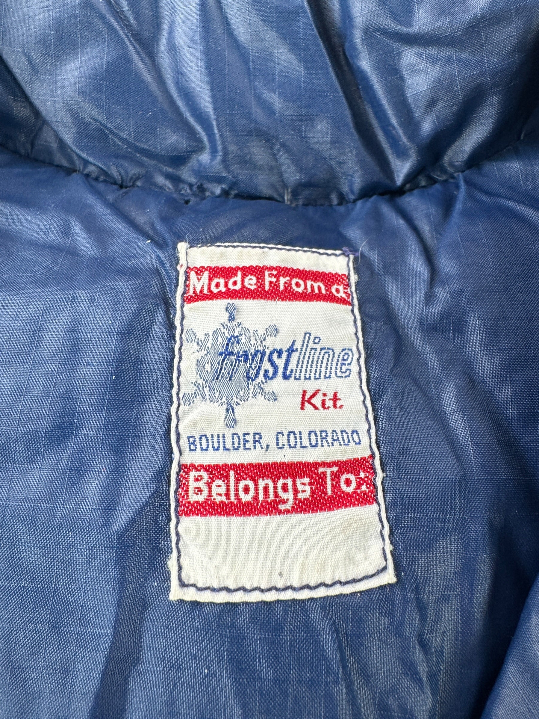 Label on Vintage Frostline Down Vest SZ M