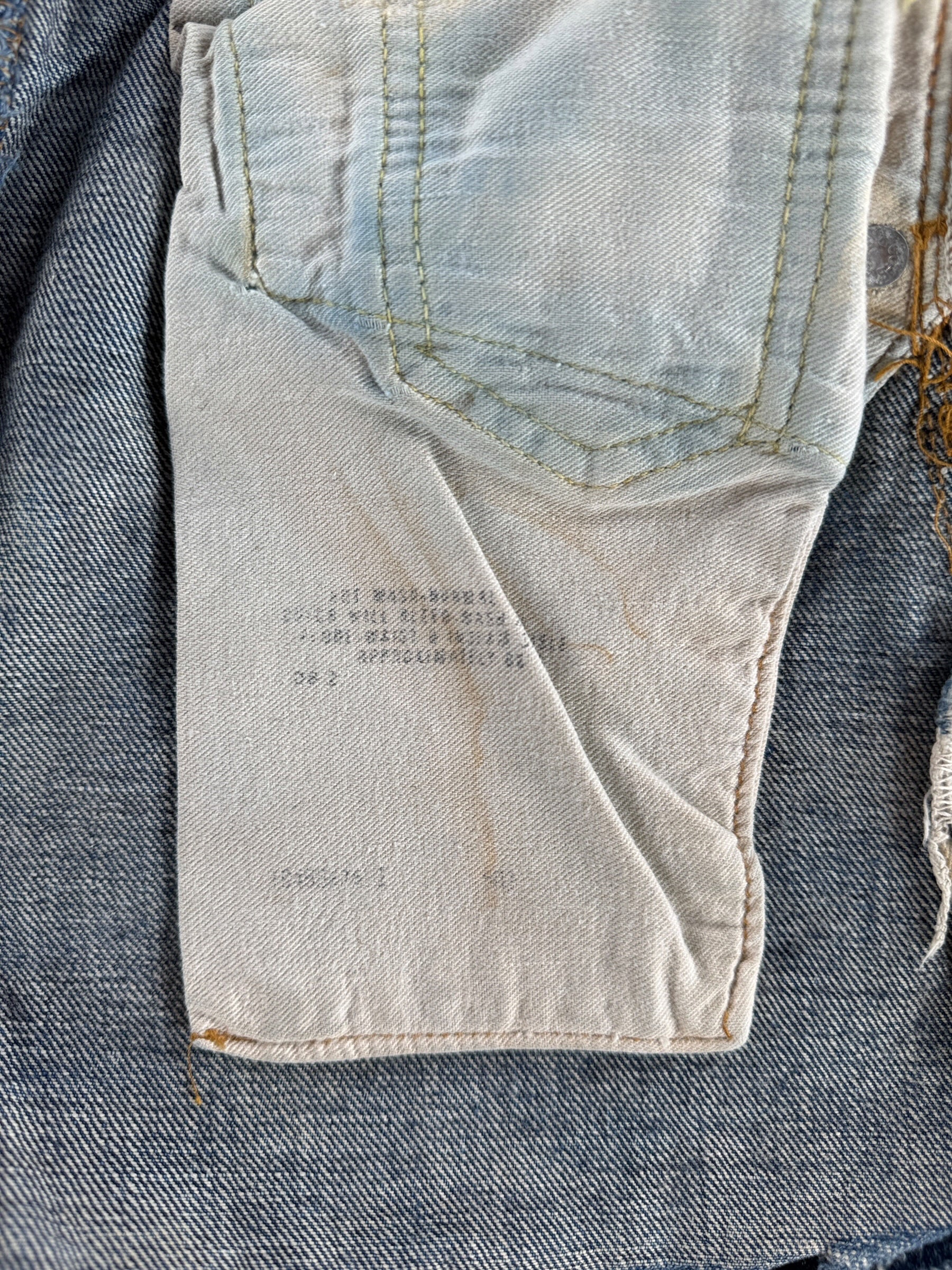 Inner pocket size stamp on Vintage Dark Levis 501 Redline Cutoff Shorts W 26