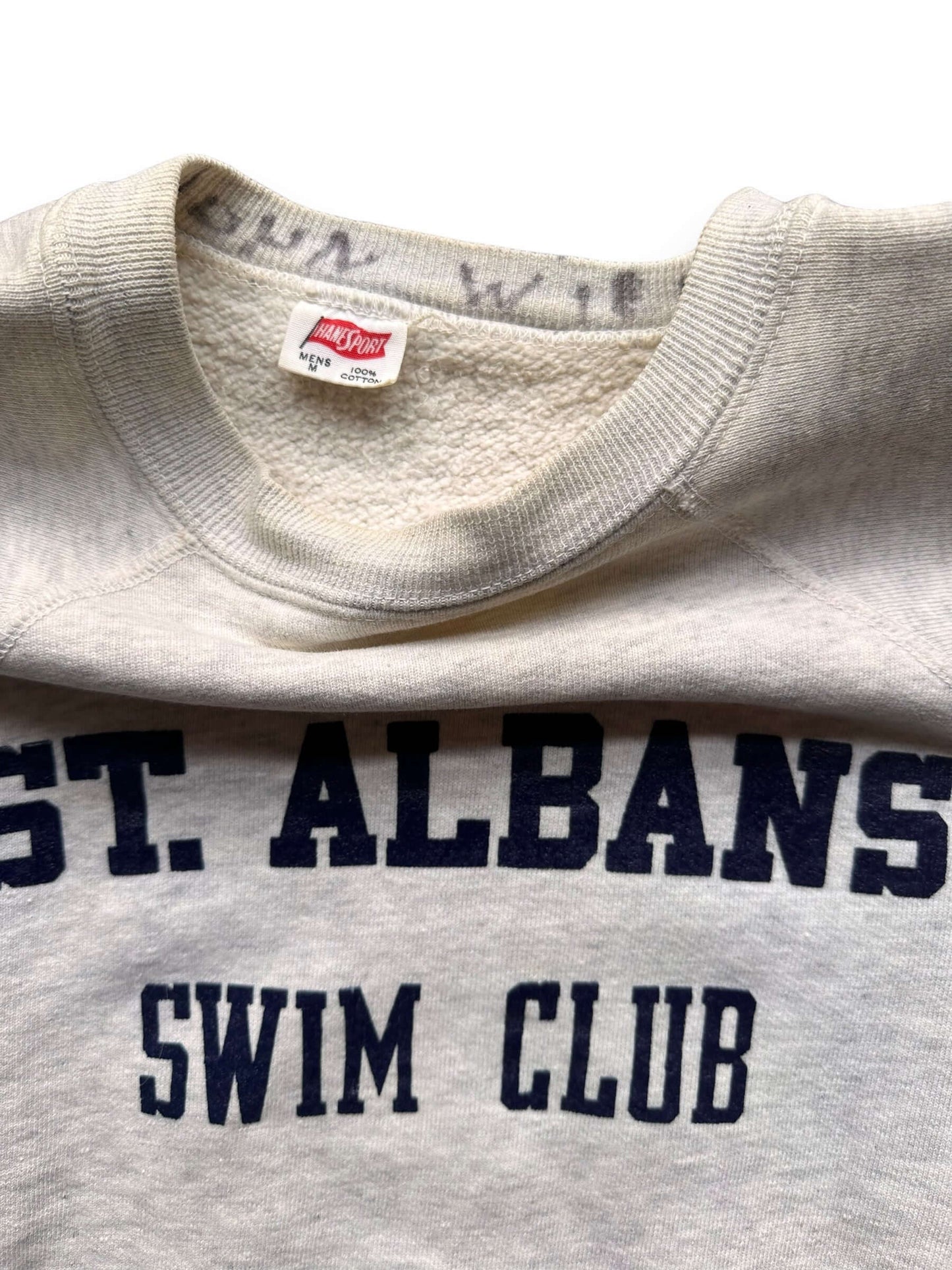 Tag View of Vintage St Albans Swim Club Hanesport Crewneck SZ M | Vintage Sweatshirt Seattle