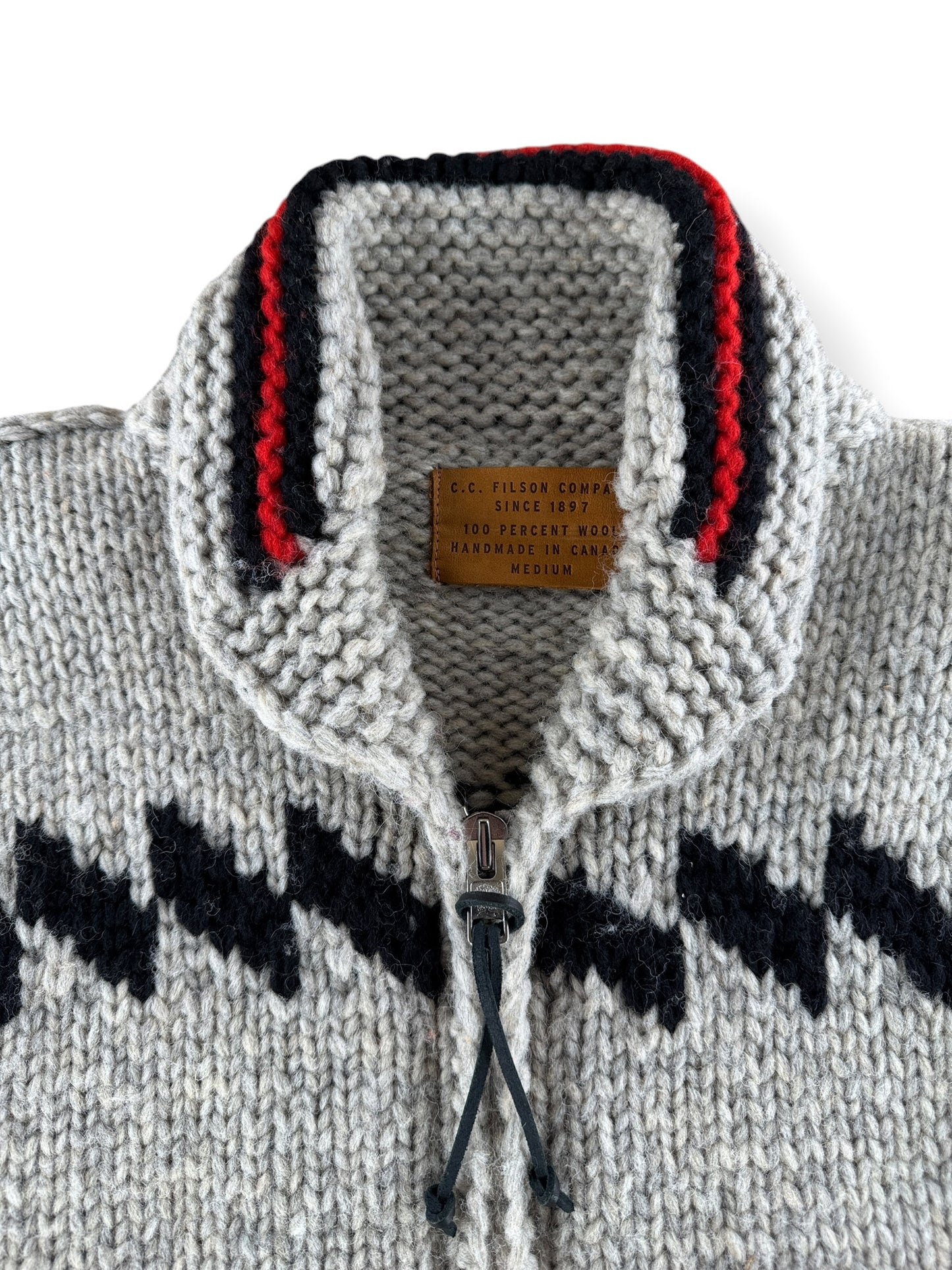 Collar on Filson Limited Edition Thunderbird Cowichan Style Sweater SZ M