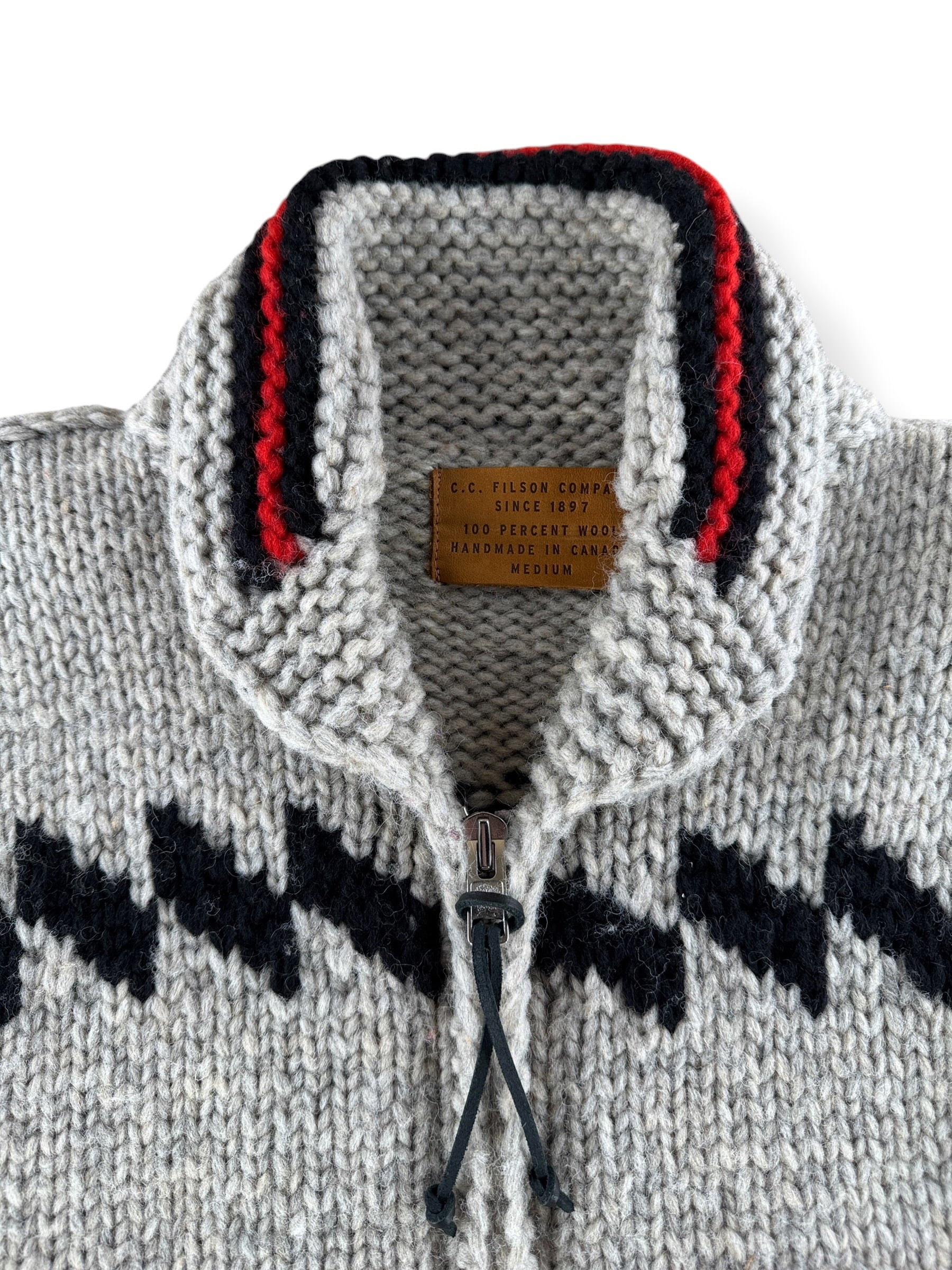 Collar on Filson Limited Edition Thunderbird Cowichan Style Sweater SZ M