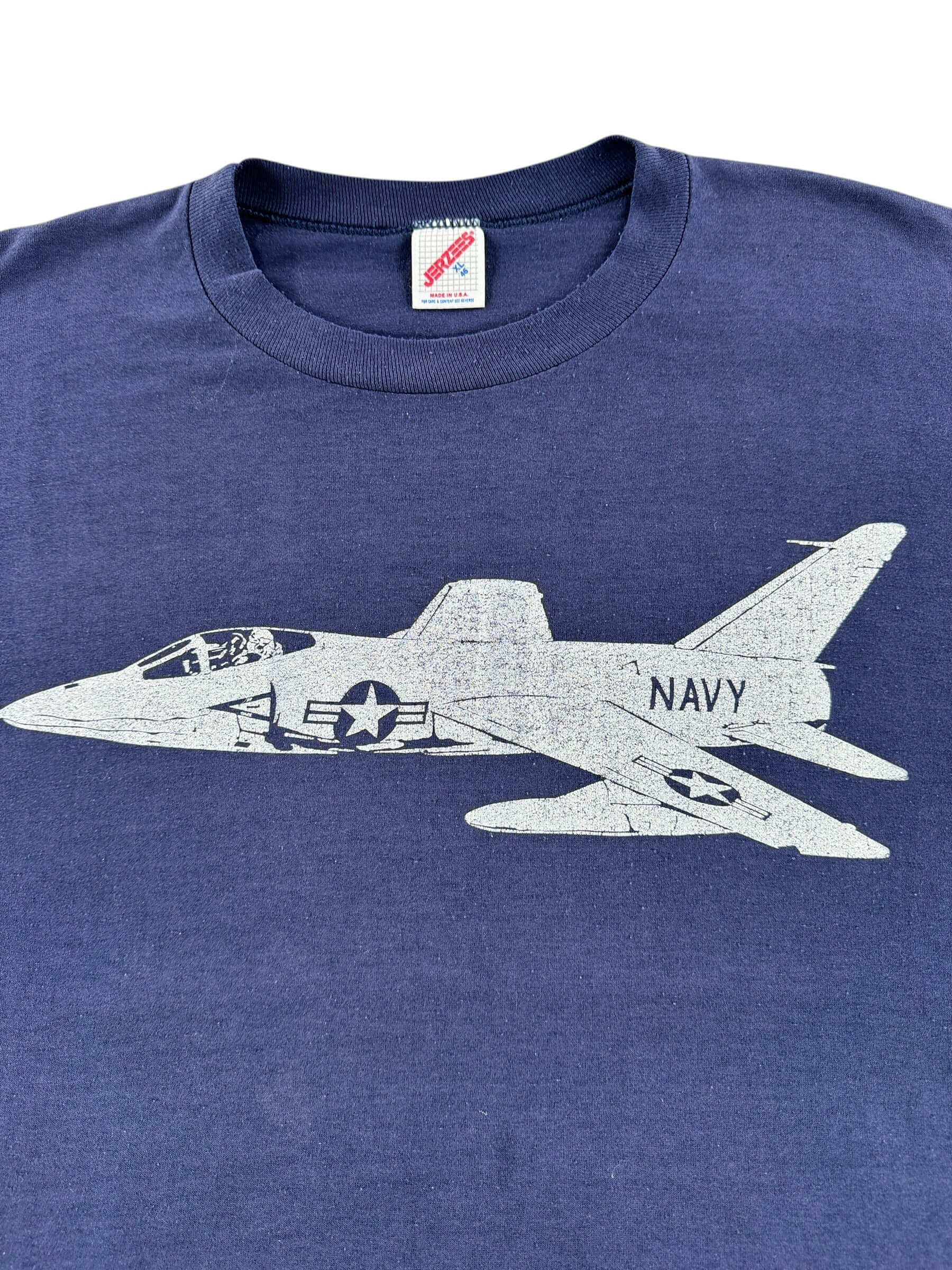 Graphic of Vintage Fighter Jet Top Gun Tee SZ XL (Fits L)