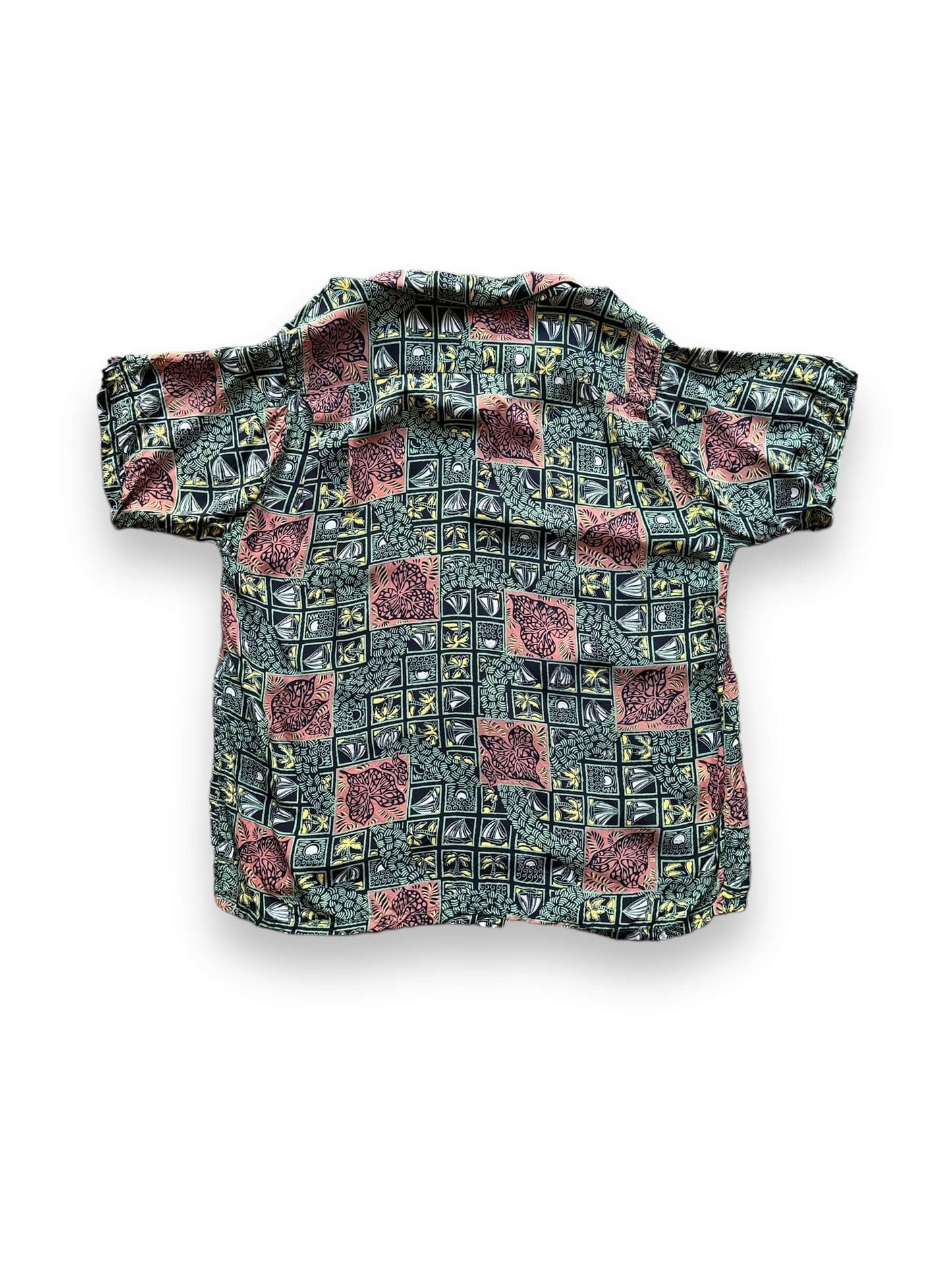 back of Vintage Campus Rayon Aloha Shirt SZ L