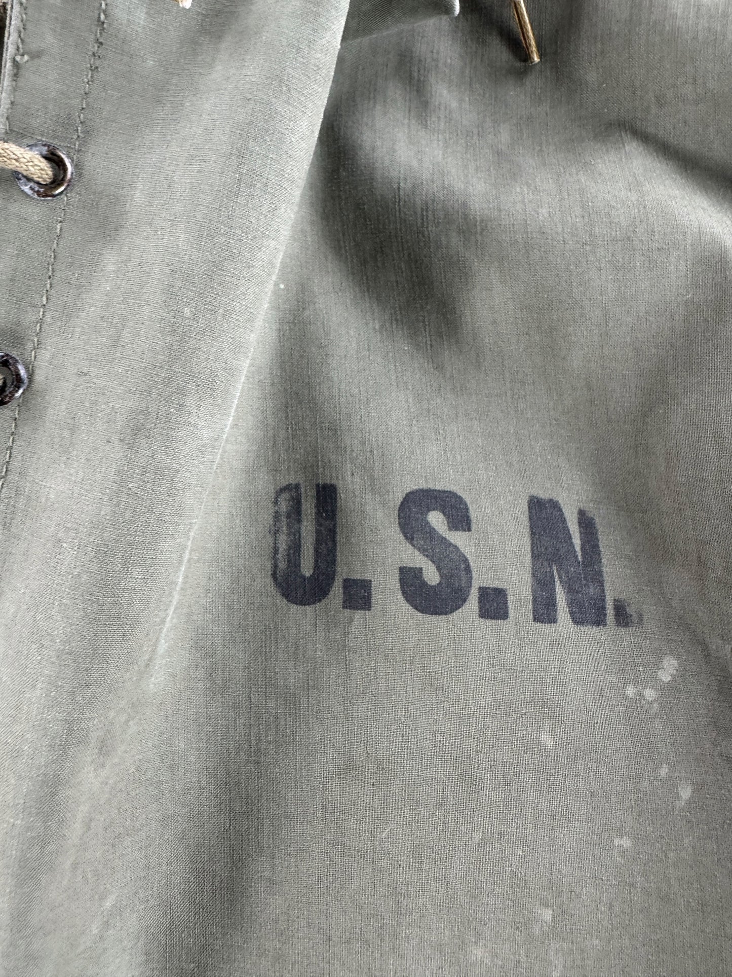 Stencil on Vintage USN Foul Weather Smock SZ XL