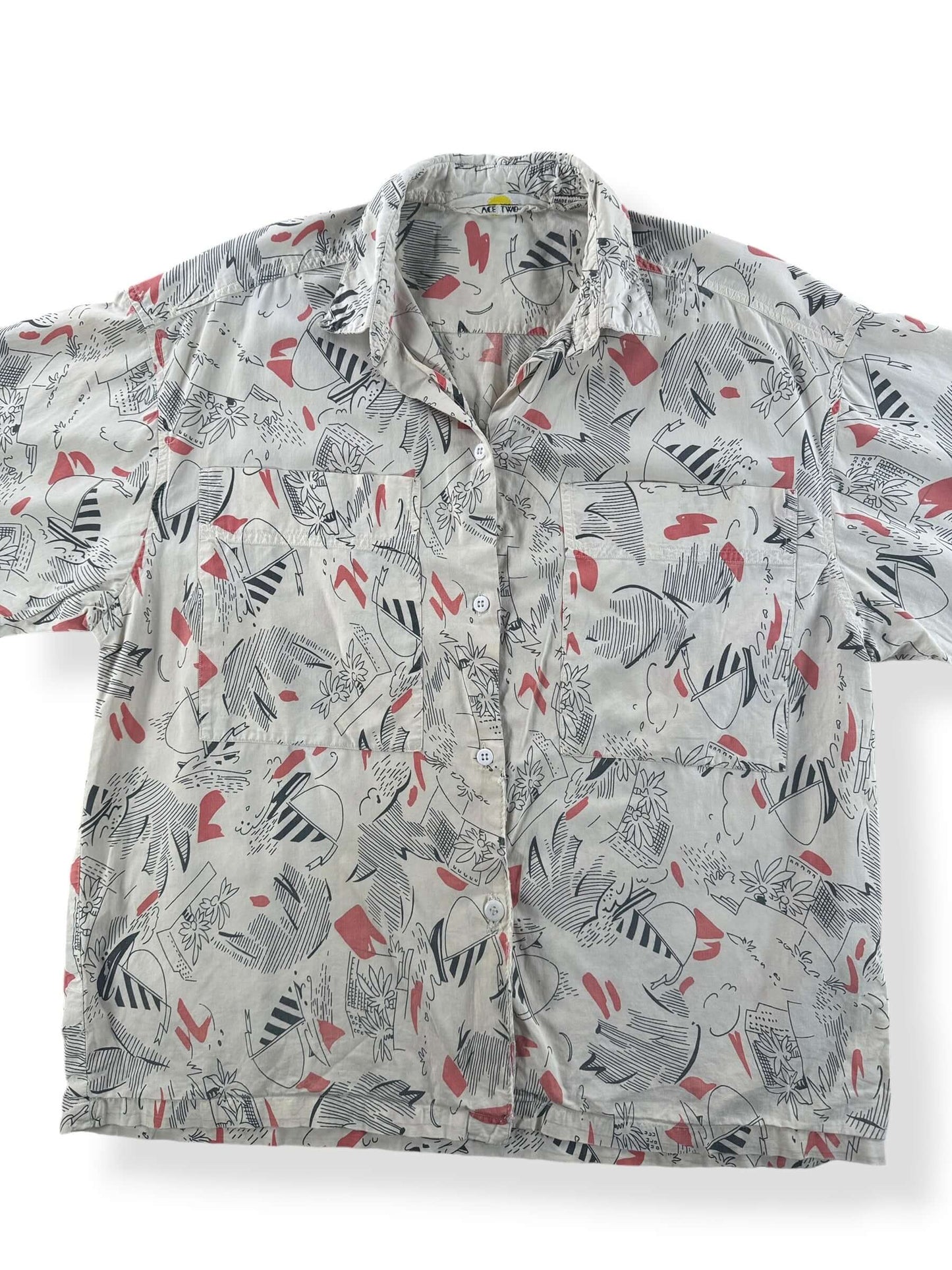 Front Close Up of Vintage Ace Two Short Sleeve SZ M