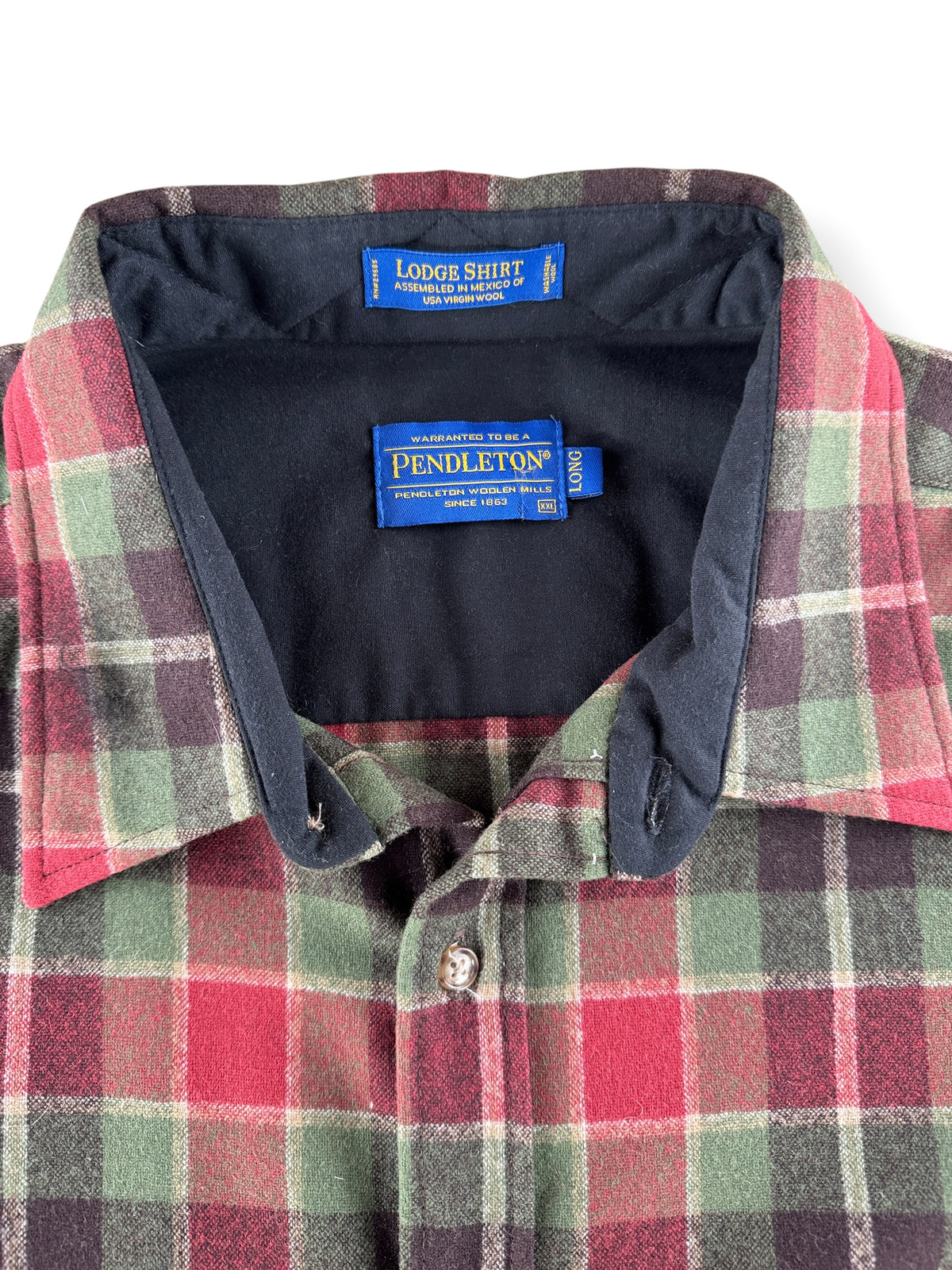 Collar on Pendleton Lodge Shirt SZ XXL Long