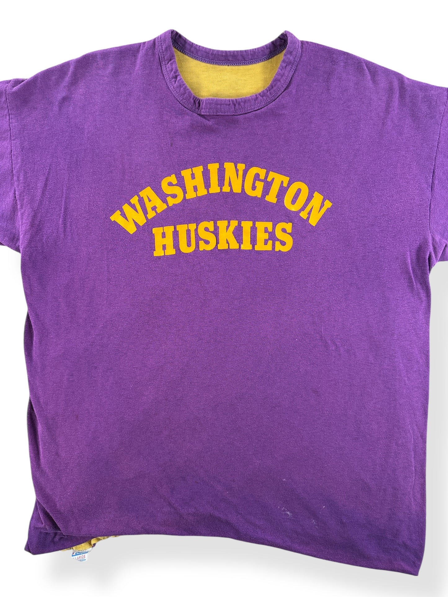 Front Close Up of Vintage Huskies Double Face Tee SZ XL (Fits L)