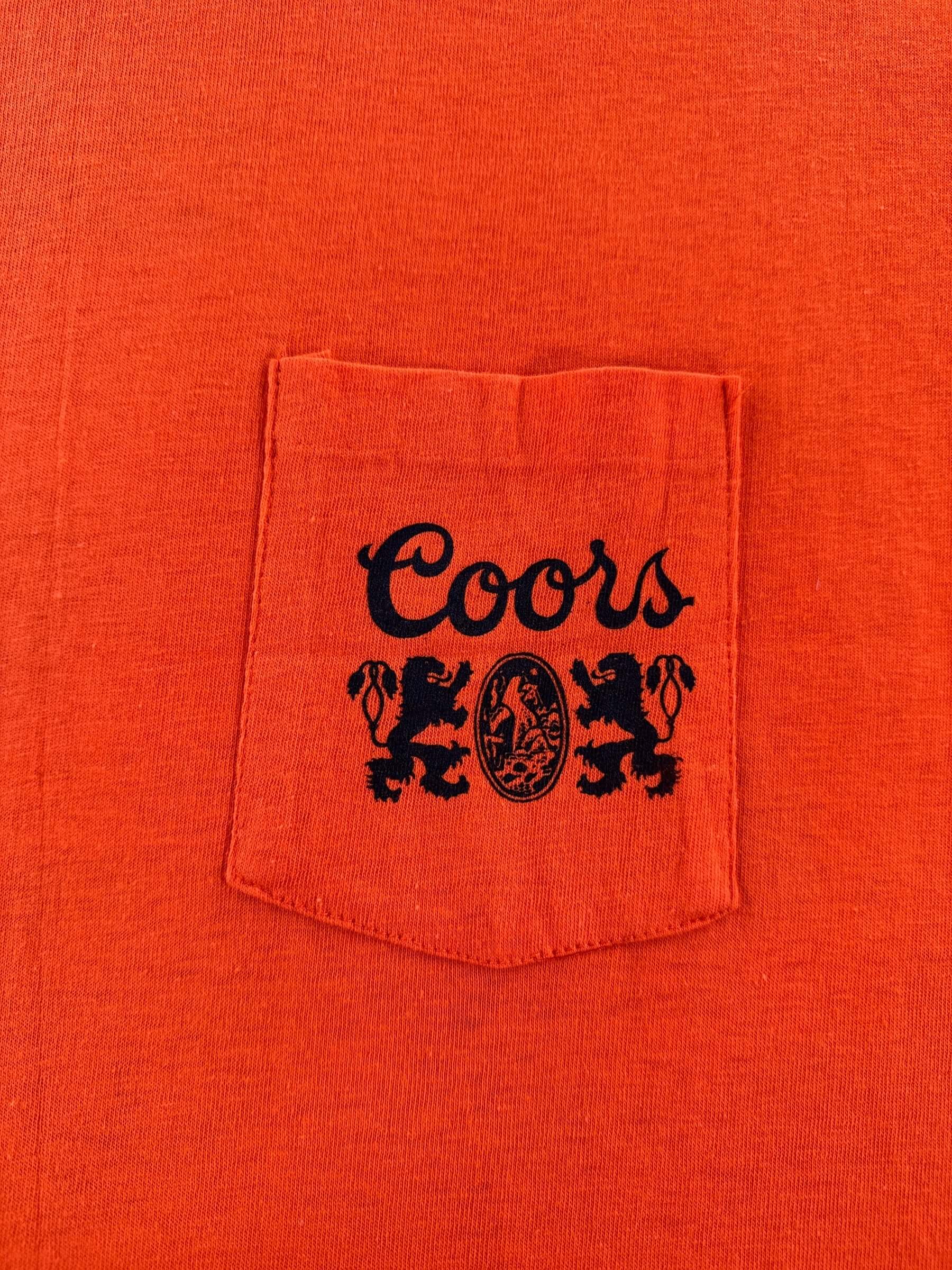 Graphic of Vintage NOS Coors 2-Sided Pocket Tee SZ L