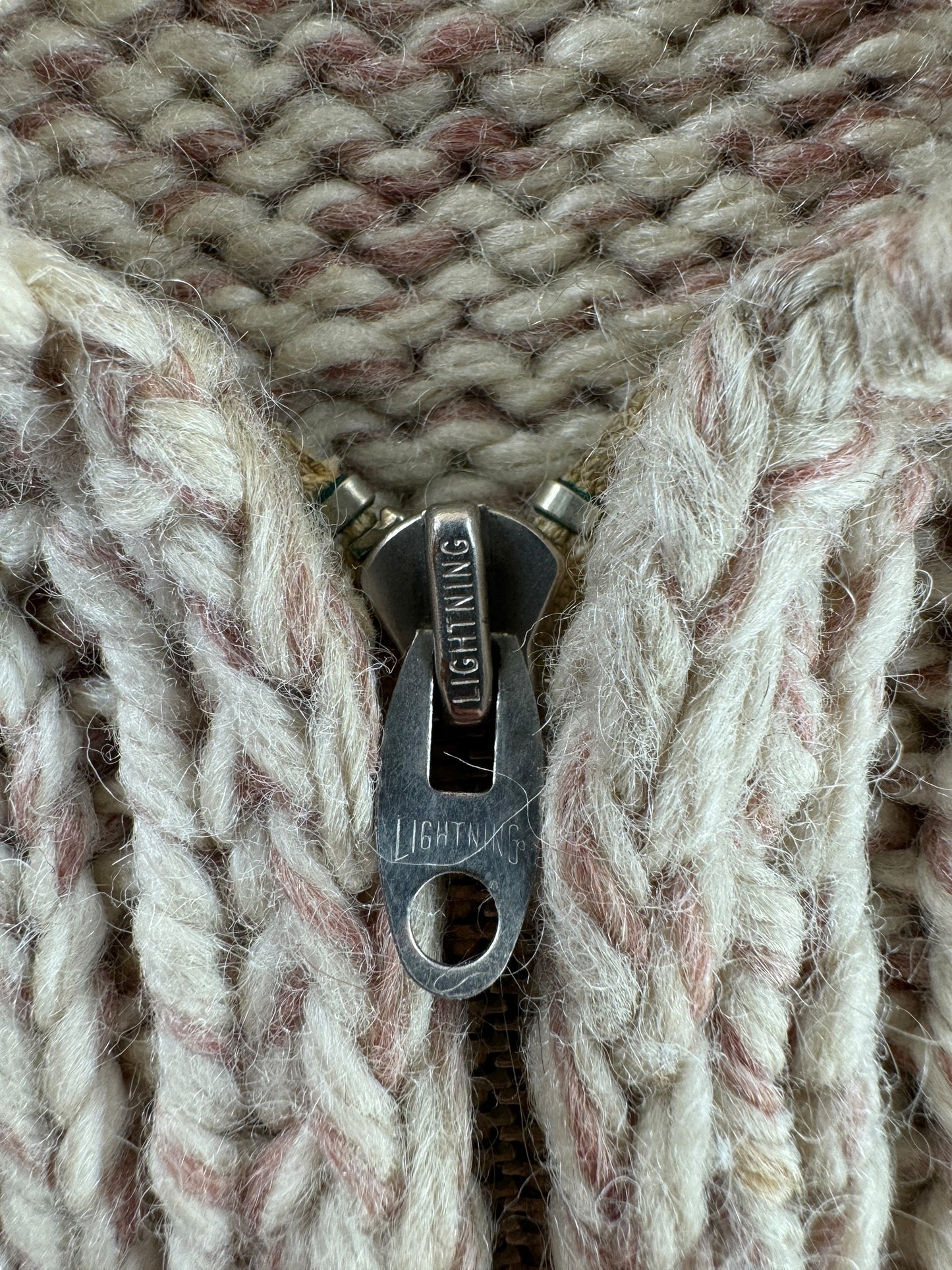Zipper on Vintage Pheasant Hunting Themed Cowichan Style Sweater SZ XL