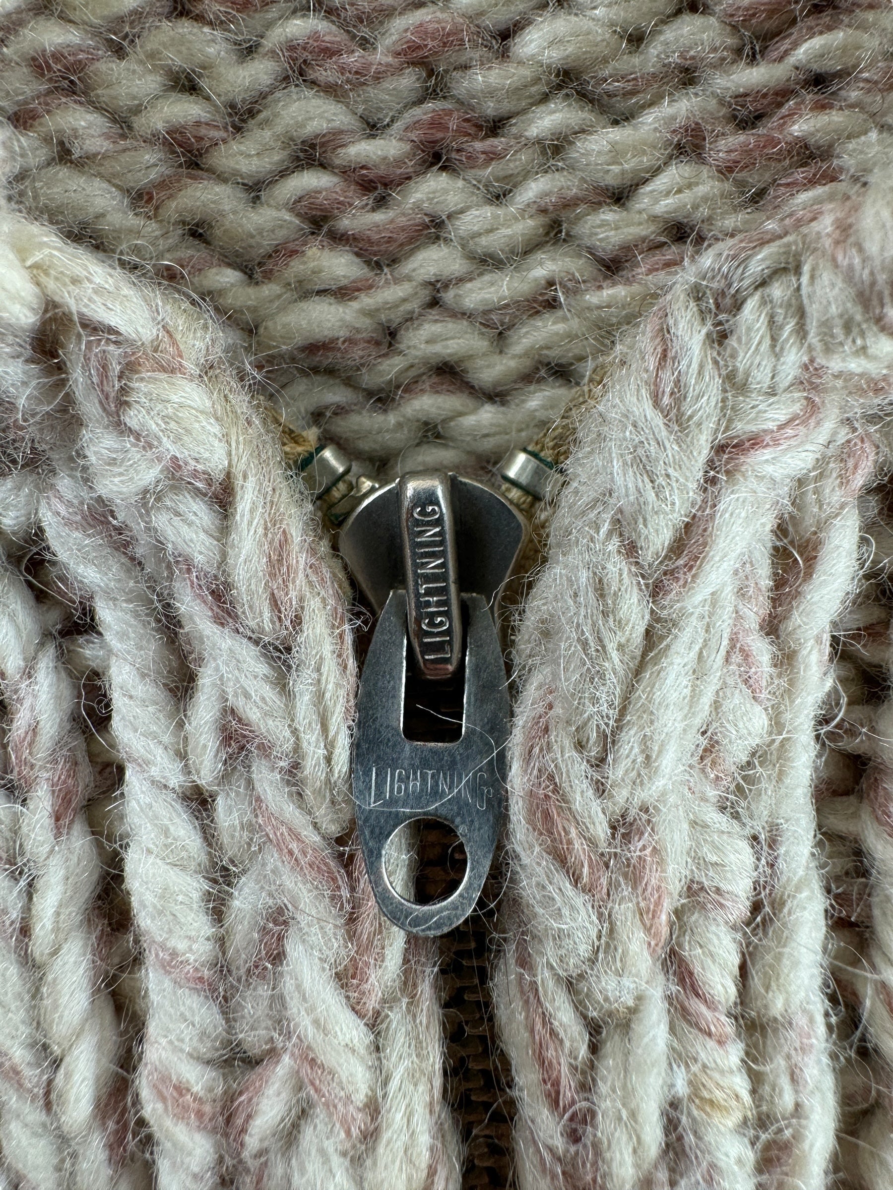 Zipper on Vintage Pheasant Hunting Themed Cowichan Style Sweater SZ XL