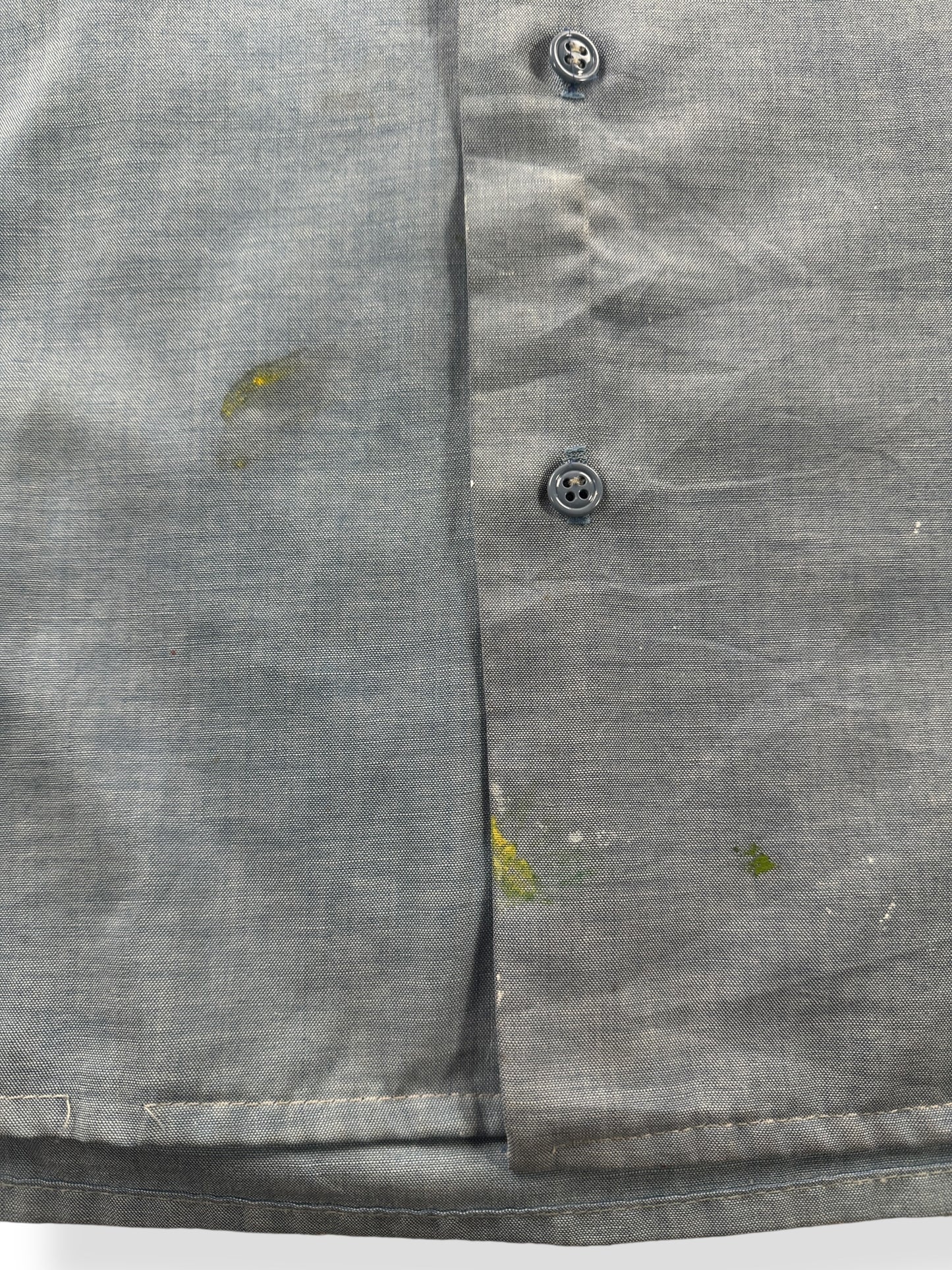 Stains on Vintage Hand Embroidered Seafarer Embroidered Chambray SZ L (Fits M)