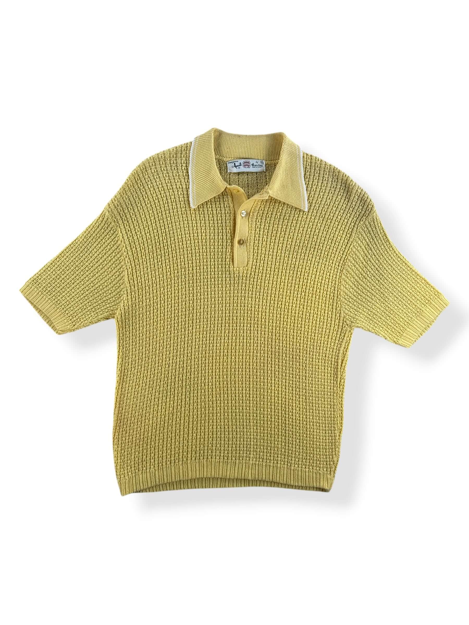 Front of Vintage Barclay Yellow Knit Polo SZ XL (Fits M)