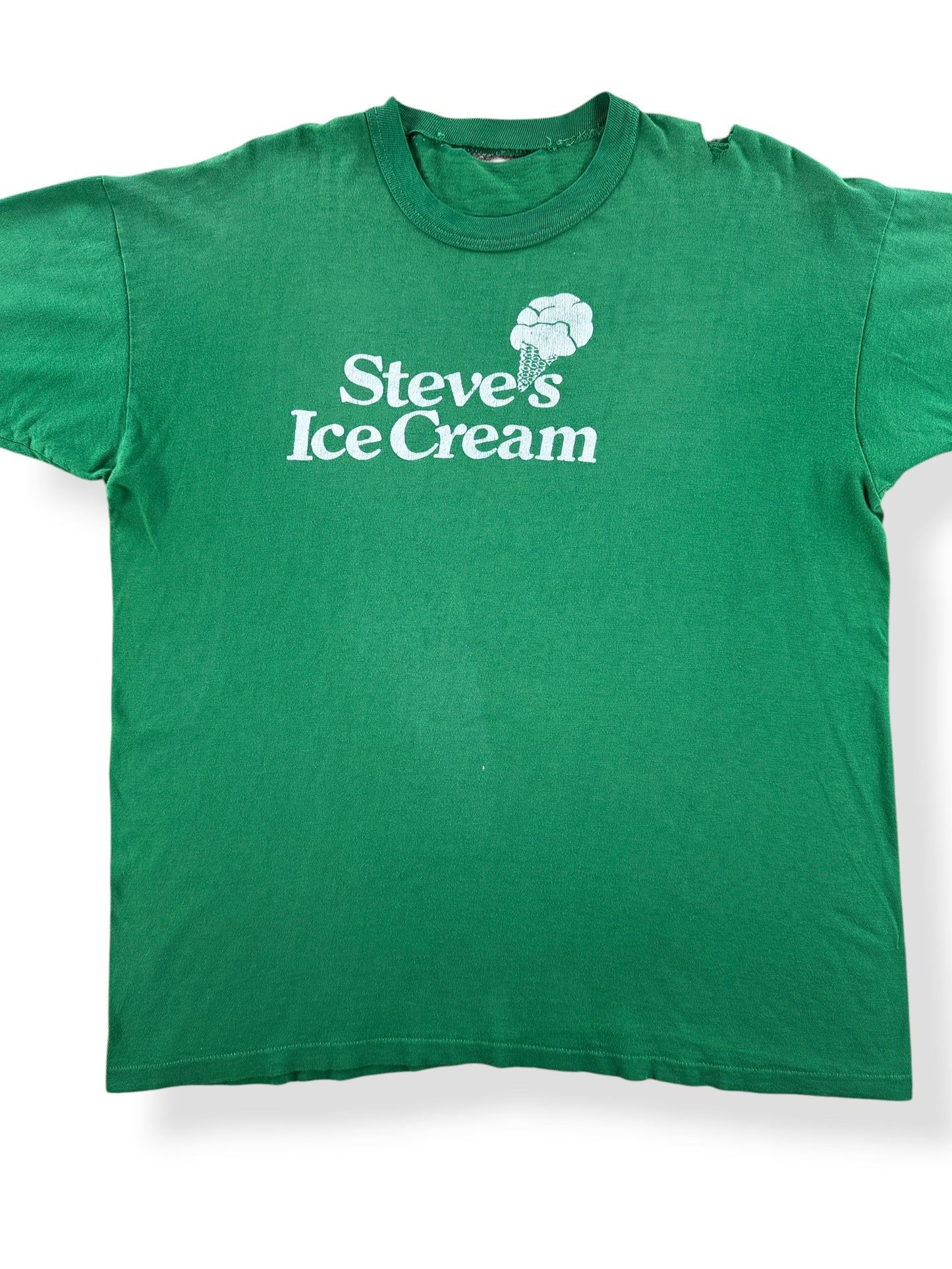 Front Close Up of Vintage 60s/70s Steve's Ice Cream Tee SZ L