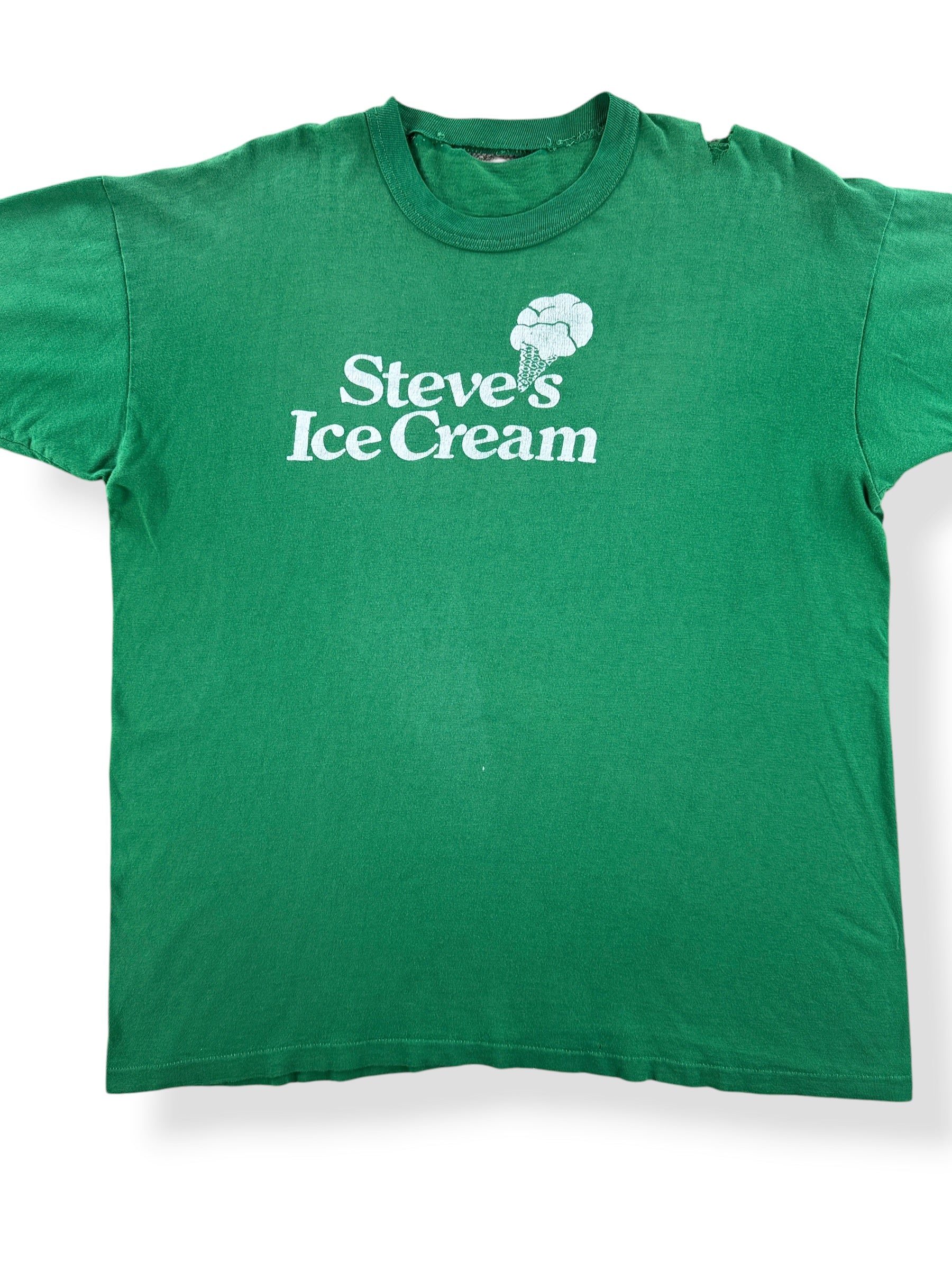 Front Close Up of Vintage 60s/70s Steve's Ice Cream Tee SZ L