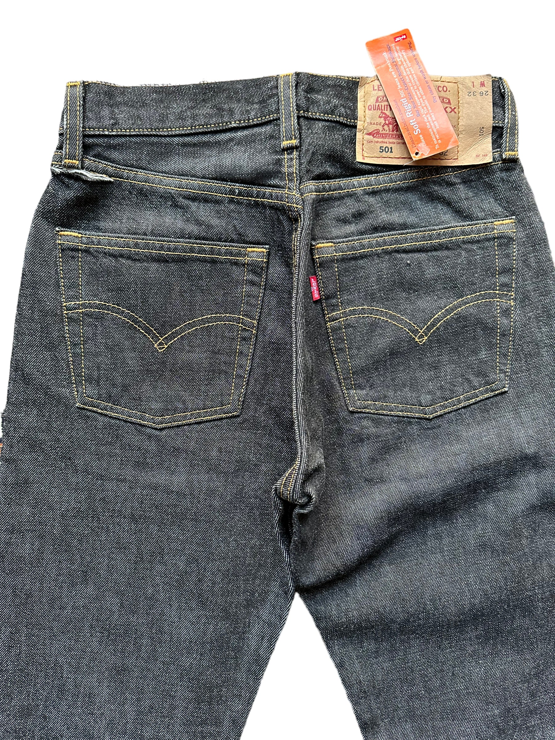 Back pockets of Deadstock 90s USA Levi's 501 Black Jeans 26x33 | Seattle Deadstock Vintage Jeans | Barn Owl Vintage Denim