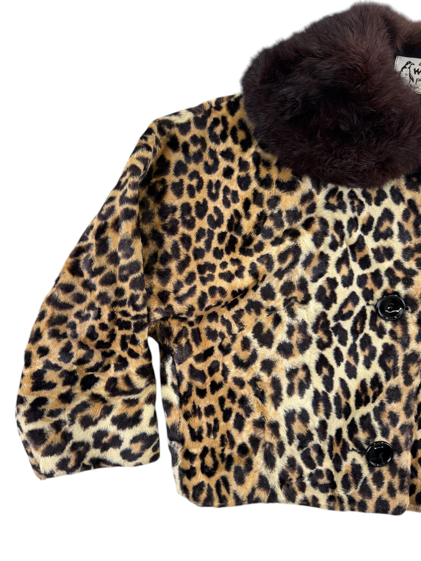 Front right side of 1960s A Winter Product Leopard and Mink Cropped Jacket M