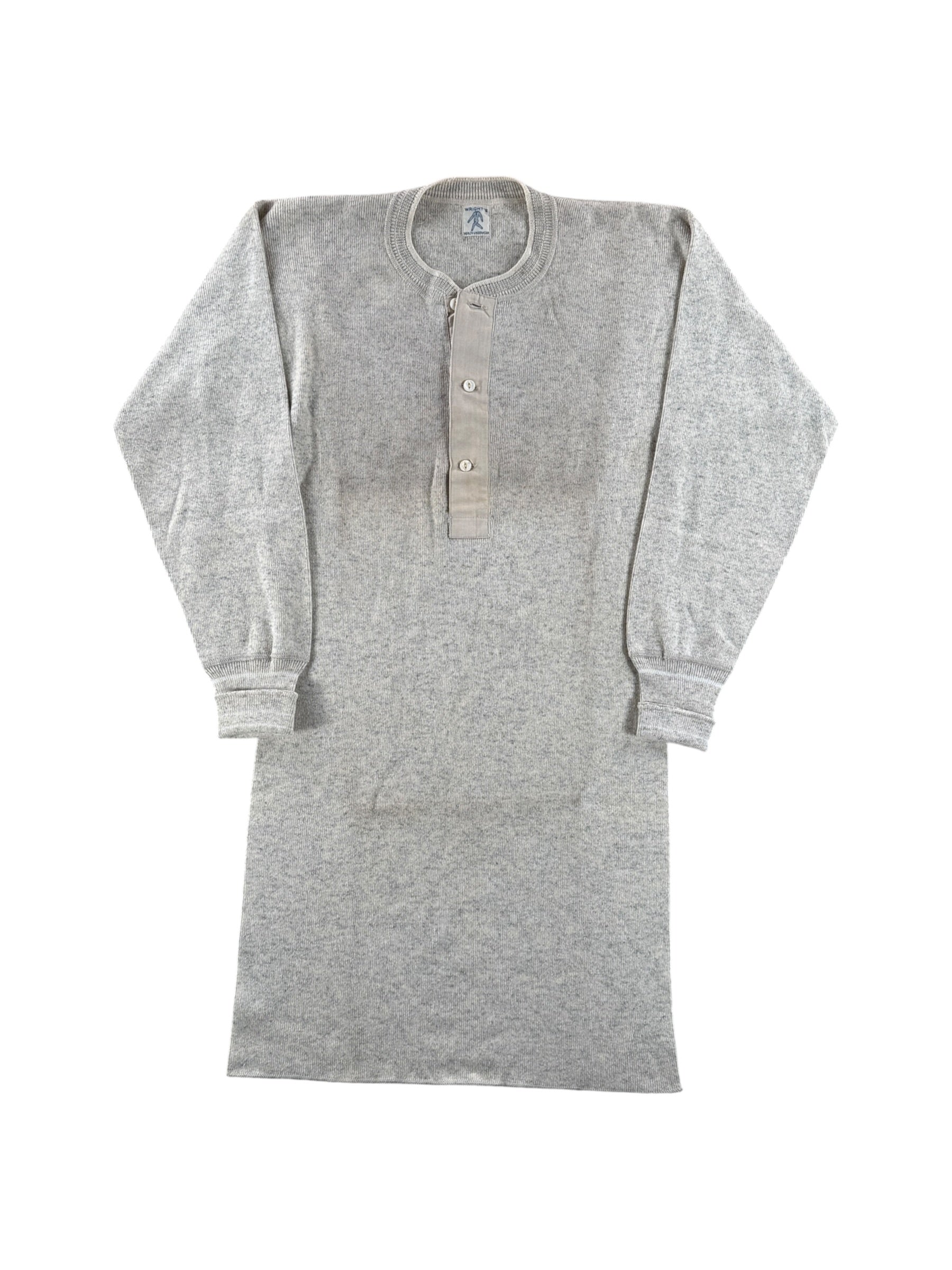 Front of Vintage Wright's Wool Henley SZ S