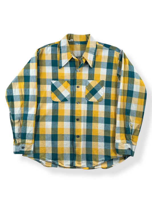 Front of Vintage Green and Yellow Cotton Flannel SZ XL