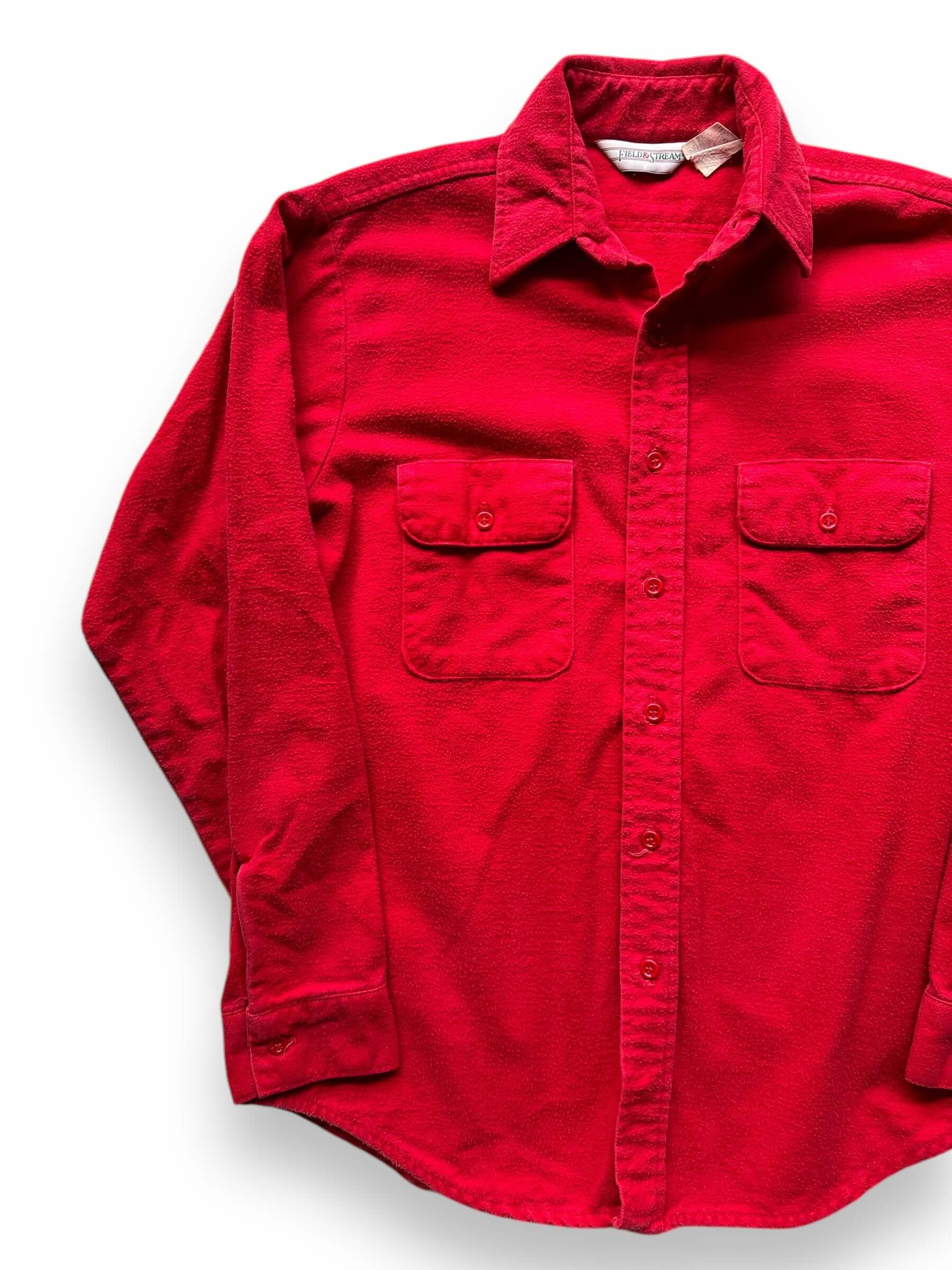 front right of Vintage Field and Stream Red Chamois Shirt SZ M