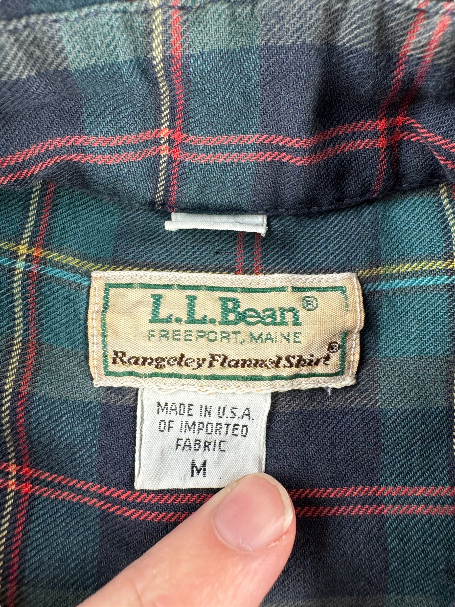 Label on Vintage LL Bean Rangeley Flannel SZ M Long