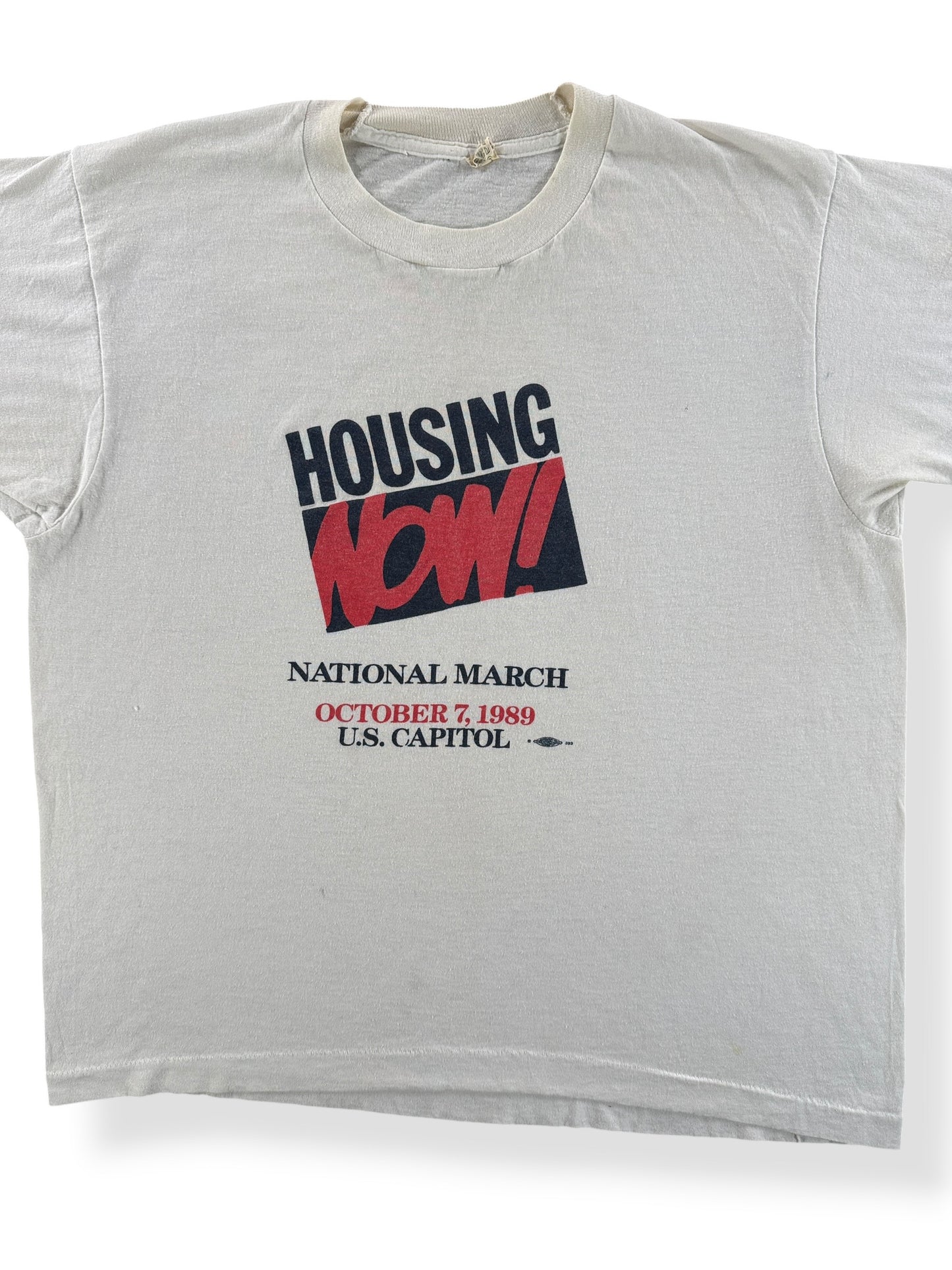 Front Close Up of Vintage Housing Now US Capitol March Tee SZ L