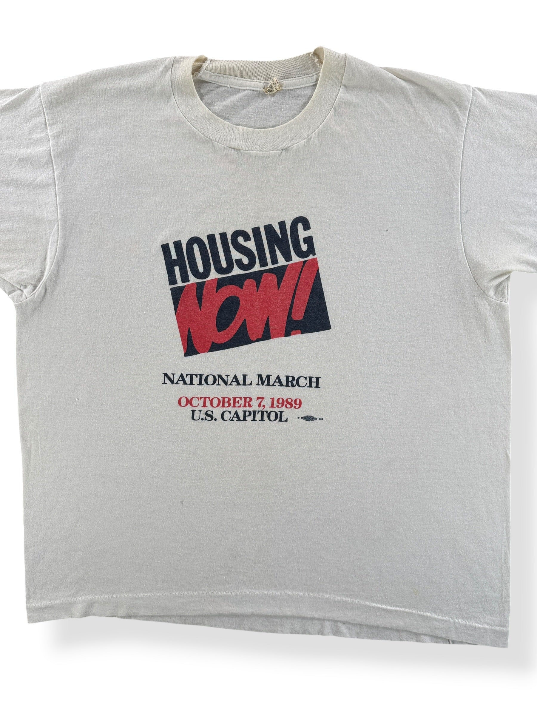 Front Close Up of Vintage Housing Now US Capitol March Tee SZ L