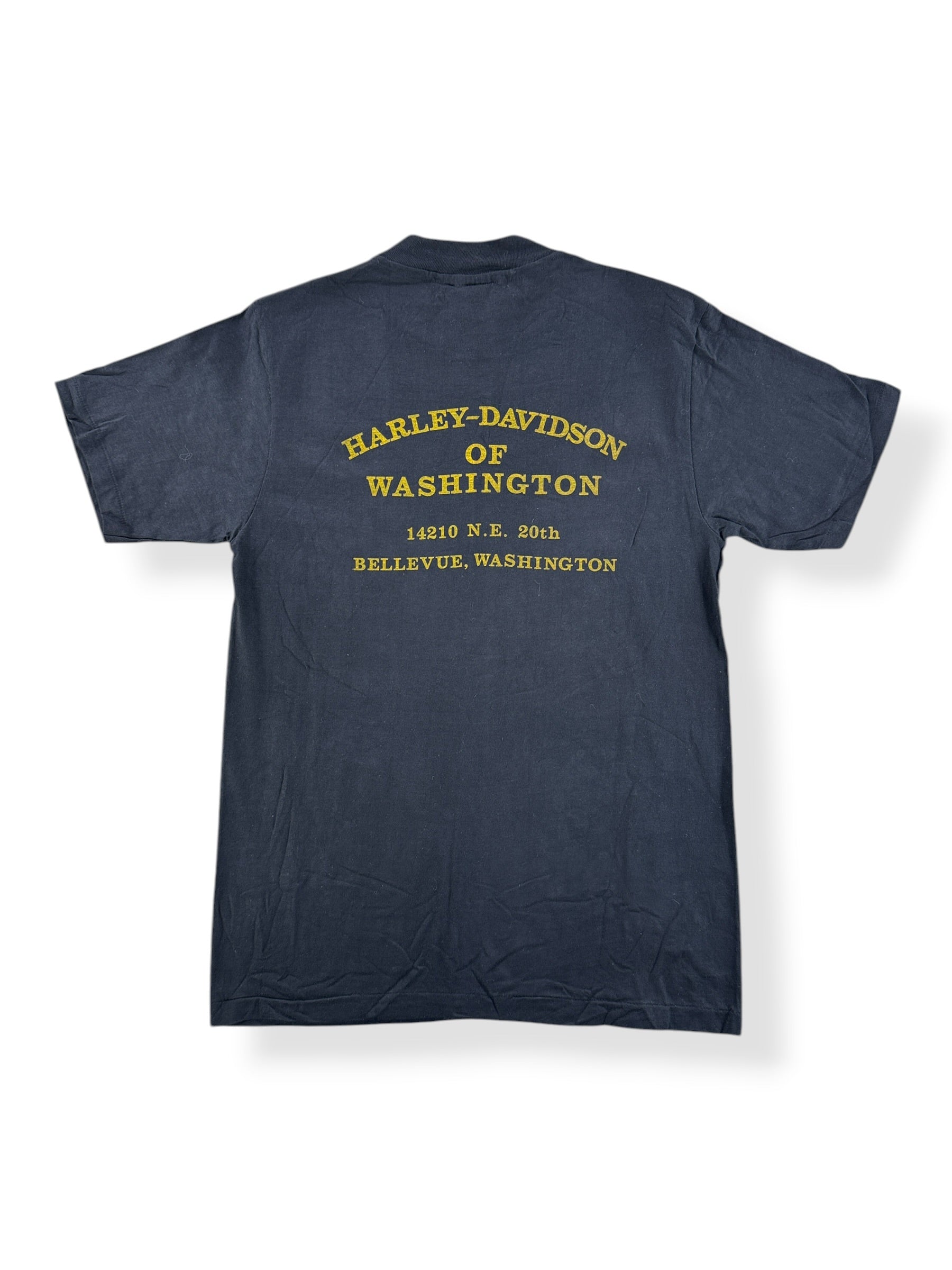 Back of Vintage Harley Davidson Legends Tee Yellow SZ M (Fits S)