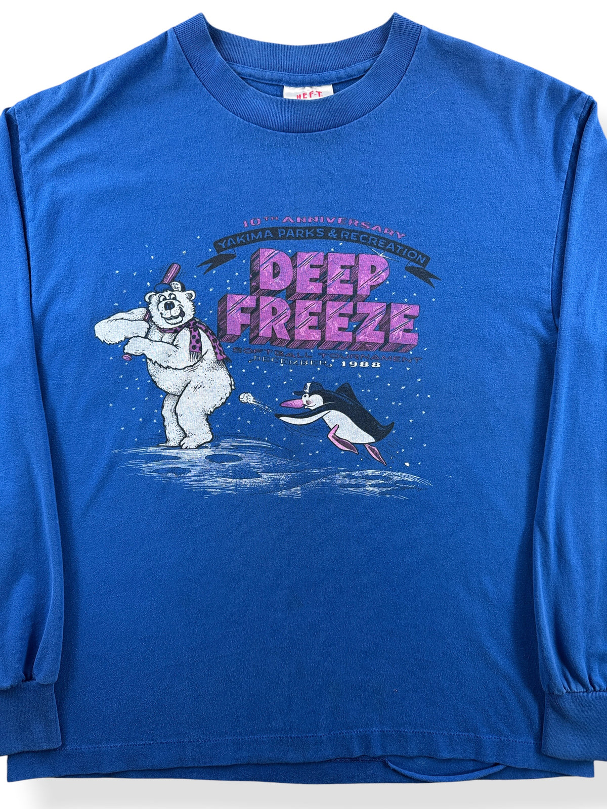 Close-up of Vintage Yakima Parks & Rec Deep Freeze Tee SZ L (Fits M)
