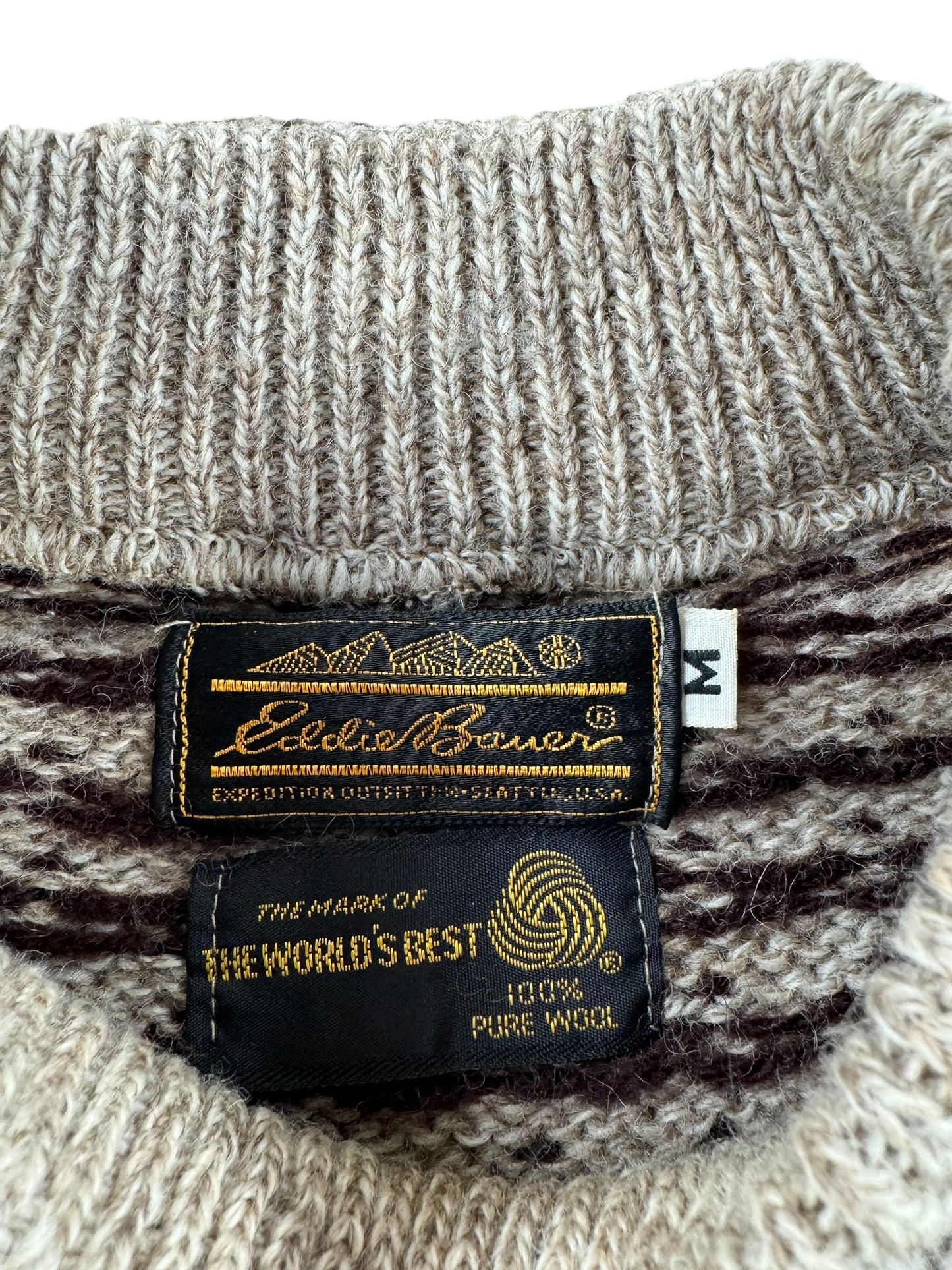 Tag on Vintage Eddie Bauer Birdseye Sweater SZ M