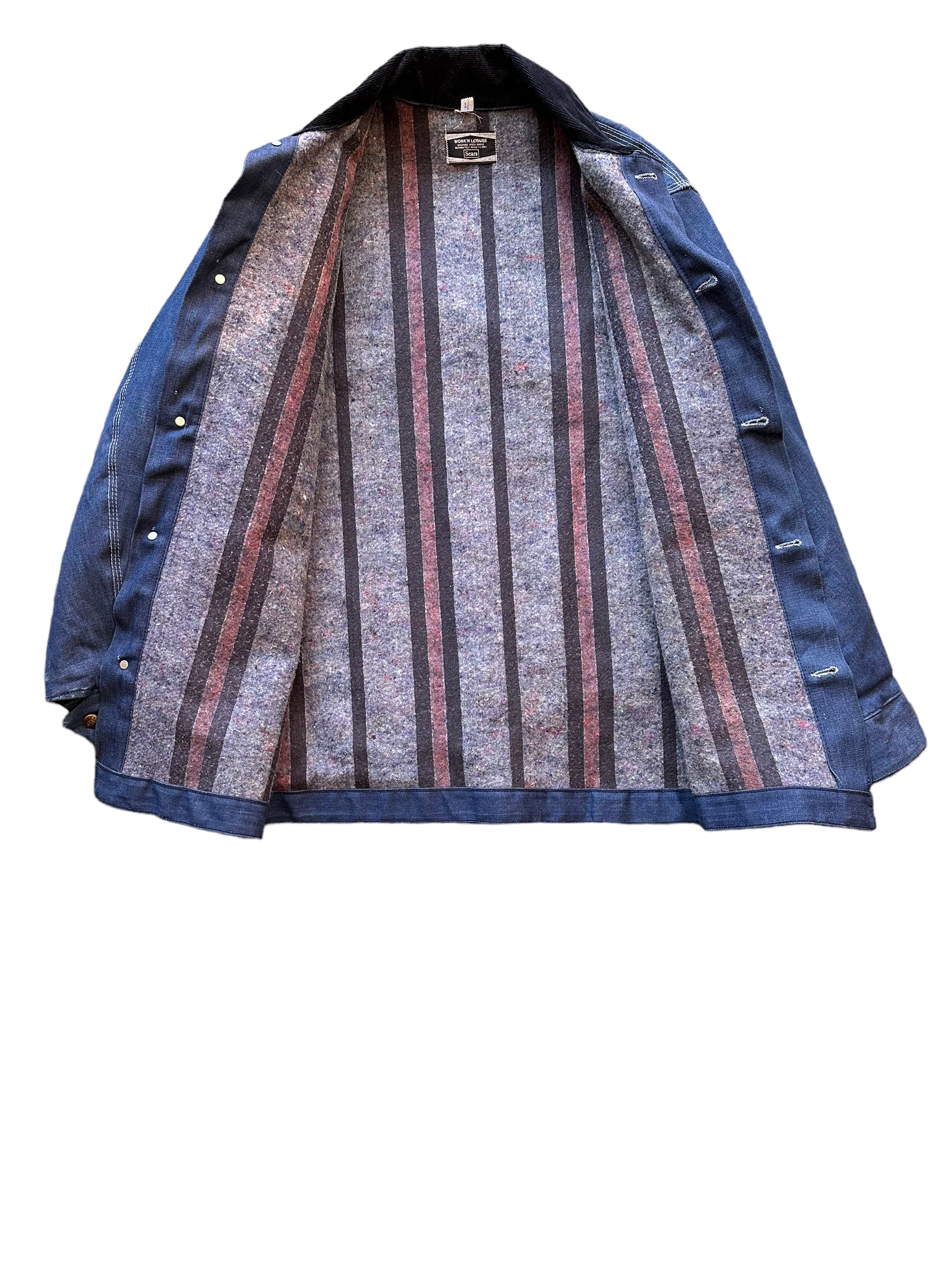 Blanket Lining View of Vintage Sears Blanket Lined Denim Chore Coat SZ XL | Vintage Denim Chore Coat | Barn Owl Vintage Seattle