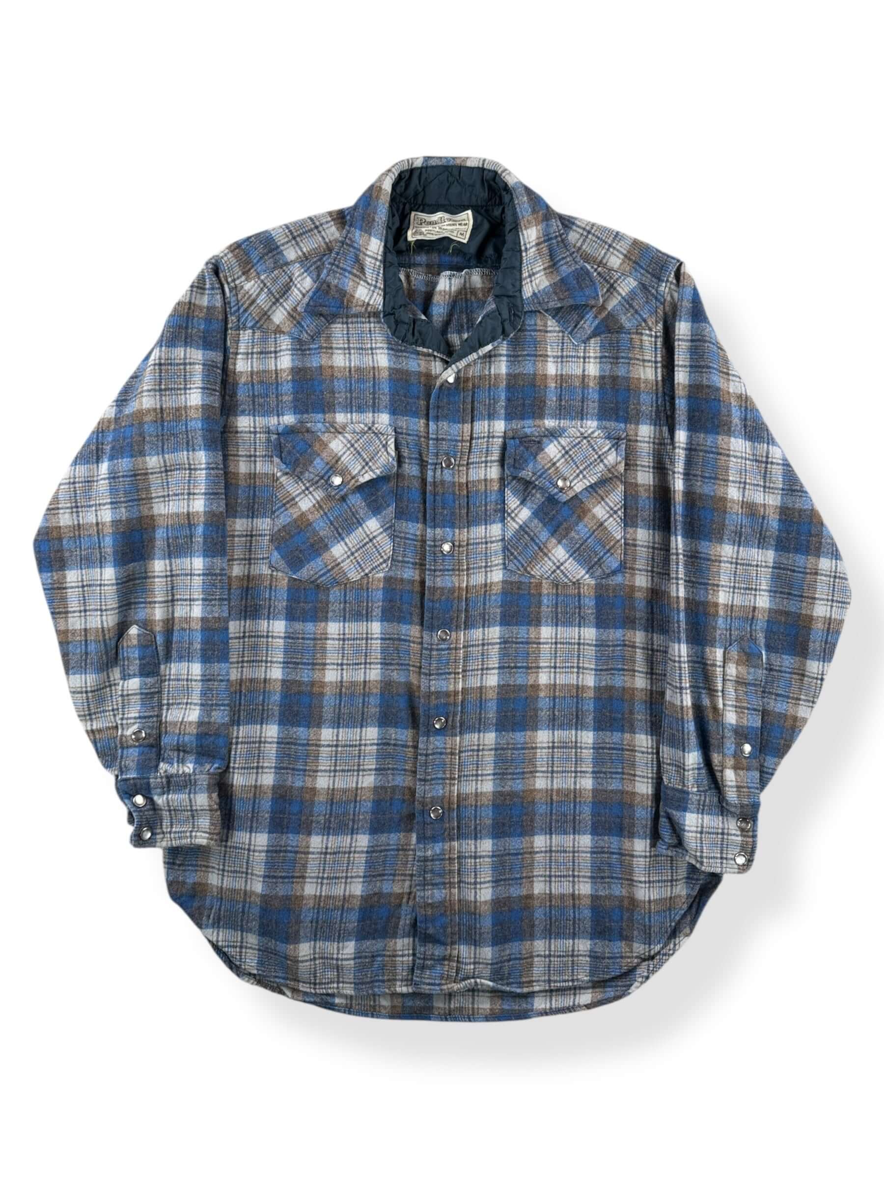Front of Vintage 70s Era Pendleton Pearl Snap Flannel SZ M AS IS