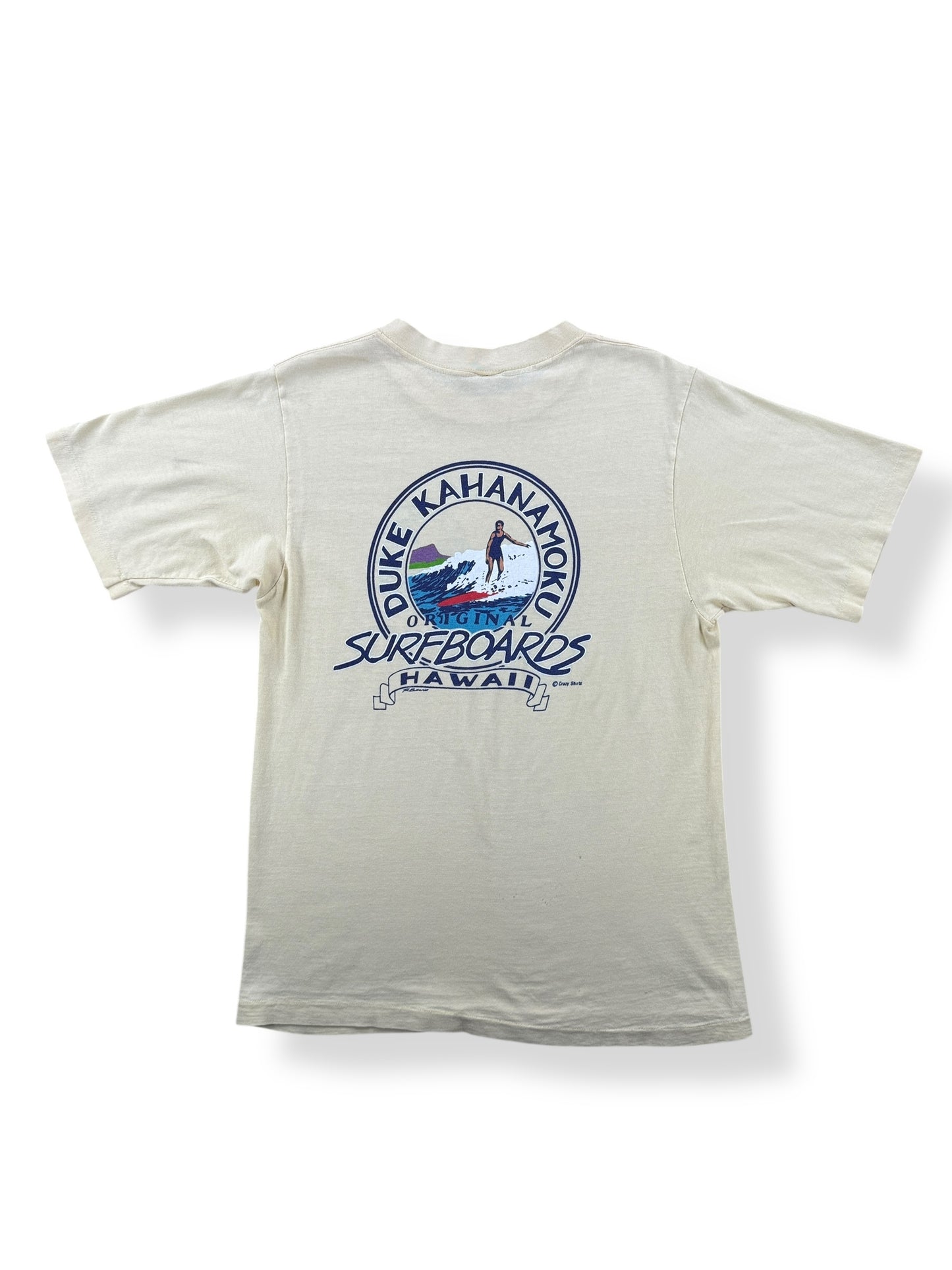 Back of Vintage Duke Kahanamoku Crazy Shirts Tee SZ S