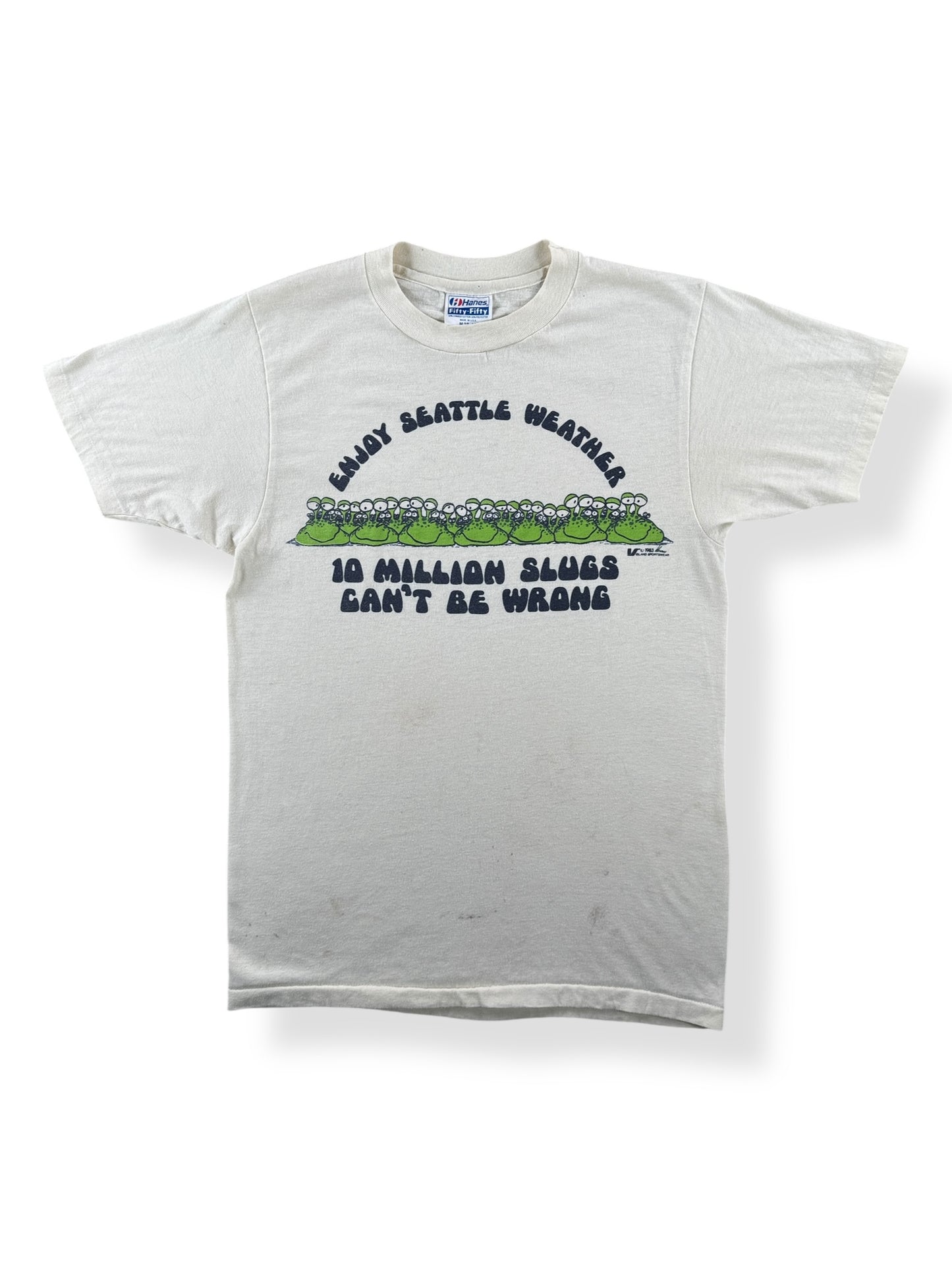 Front of Vintage Seattle Rain Humor 10 Million Slugs Tee SZ M (Fits S)