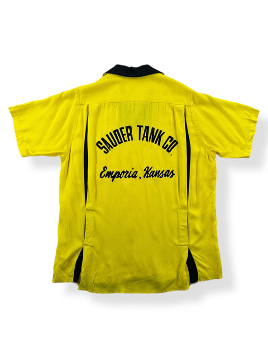 Back of Vintage Sauder Tank Yellow Bowling Shirt SZ S