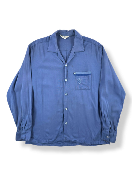 Front of Vintage Davinci Long Sleeve Gabardine Loop Collar Shirt SZ M
