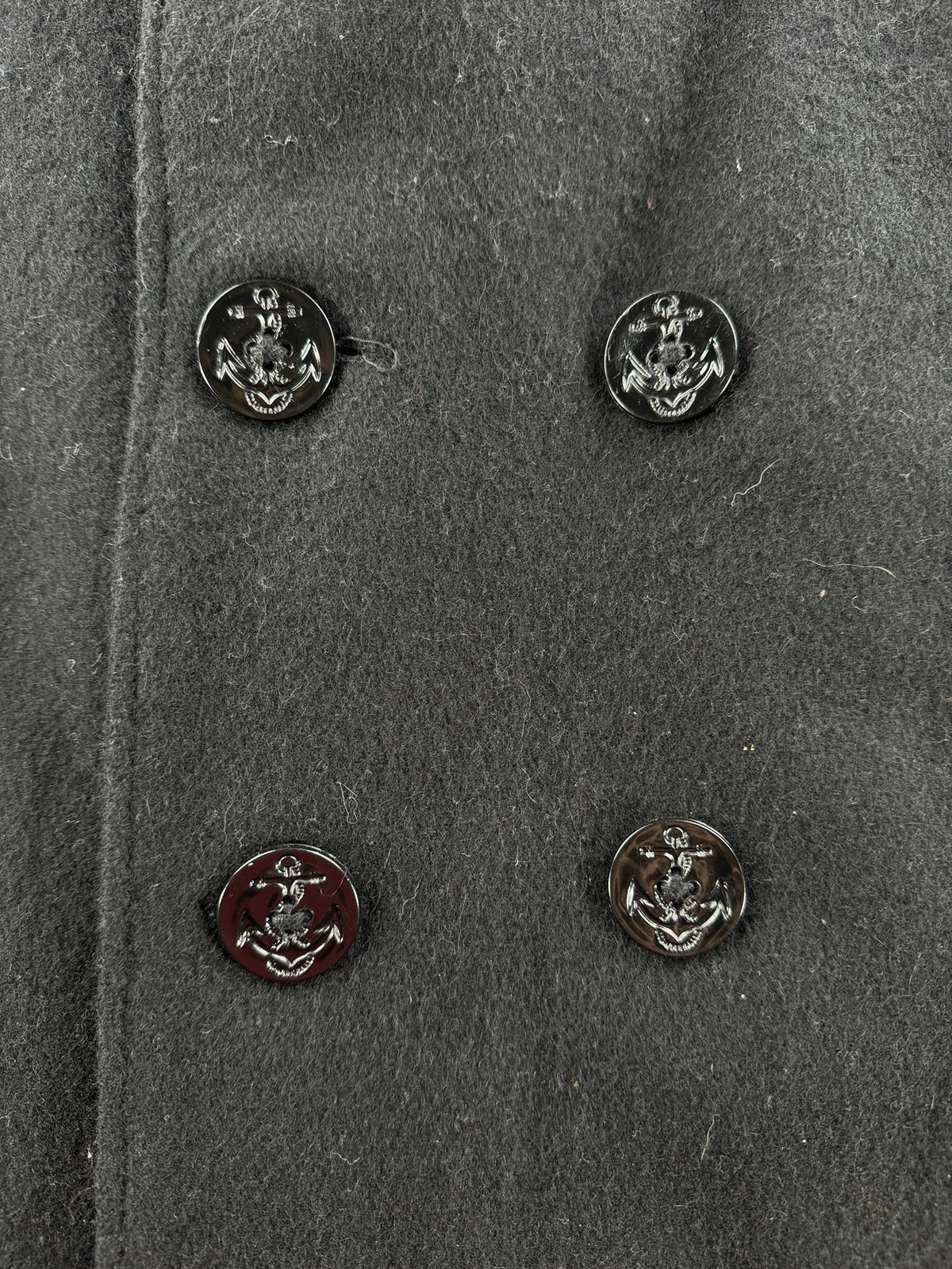 Buttons on Vintage Wool Pea Coat SZ L