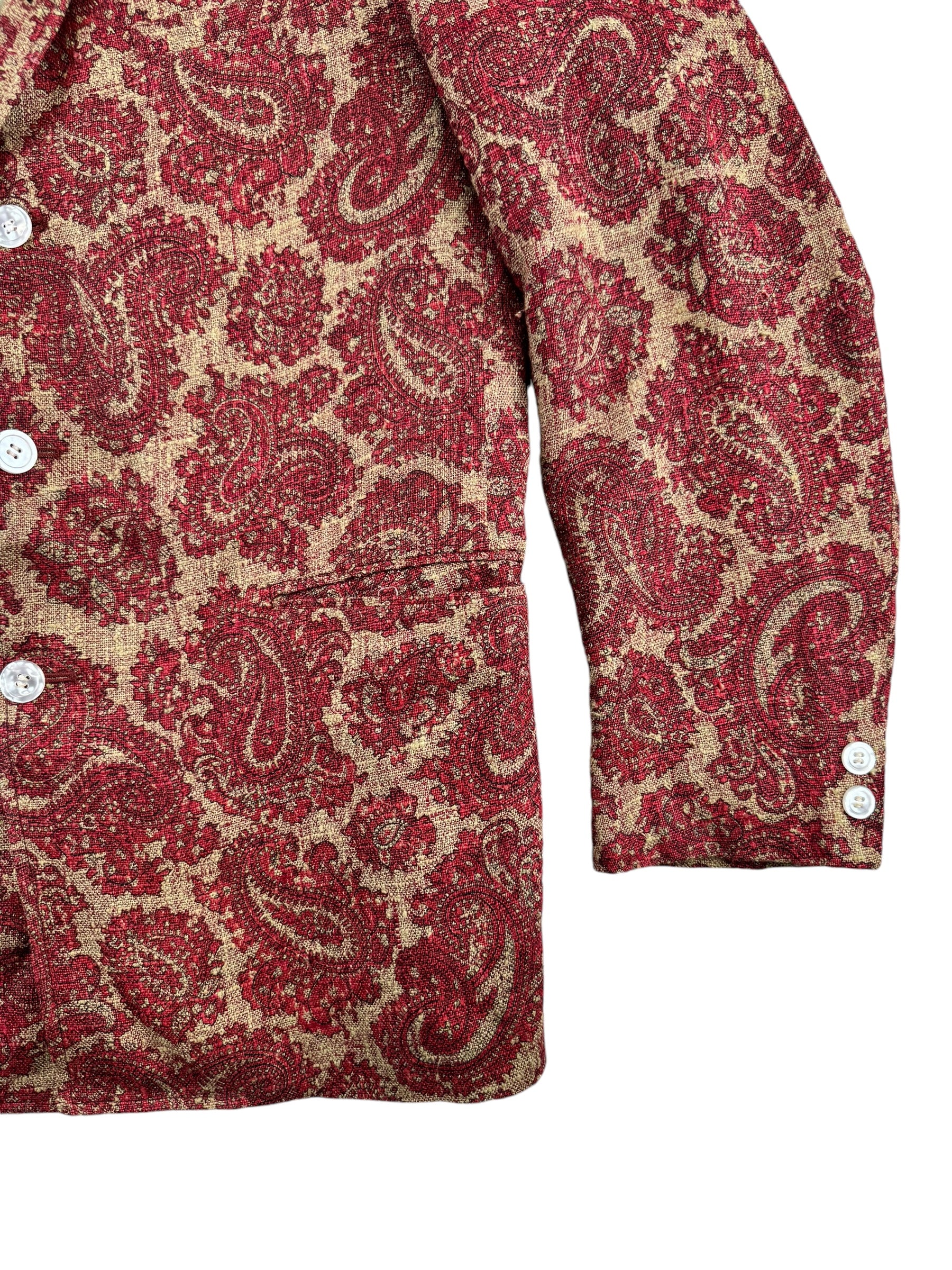 Lower left view of 1970s Towncraft Prep Paisley Blazer M