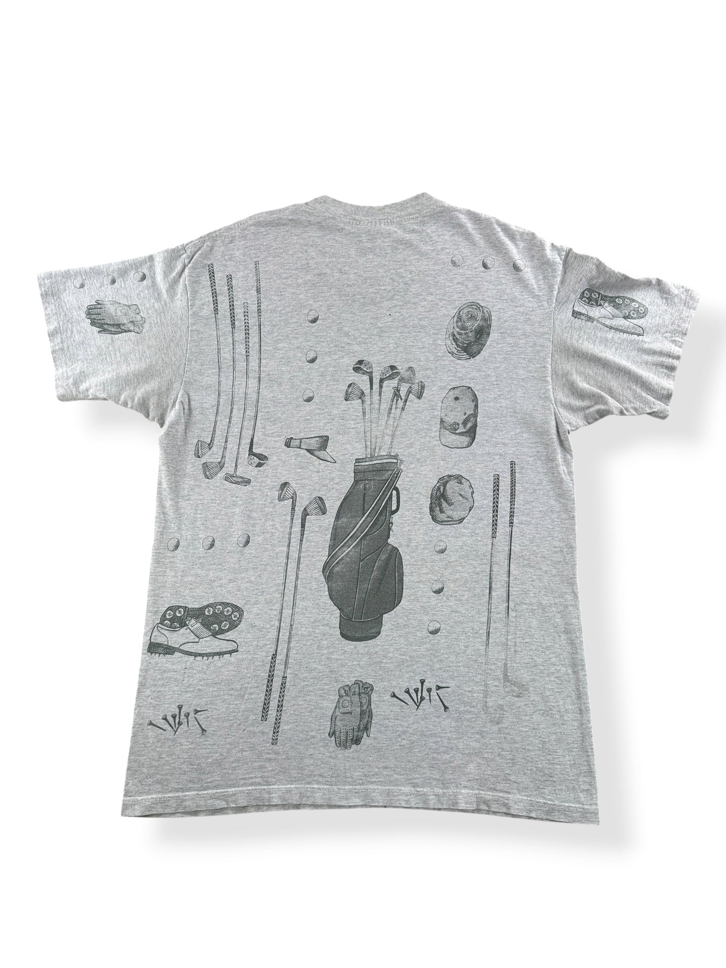 Back of Vintage Rel-e-vant Golf AOP Tee SZ L
