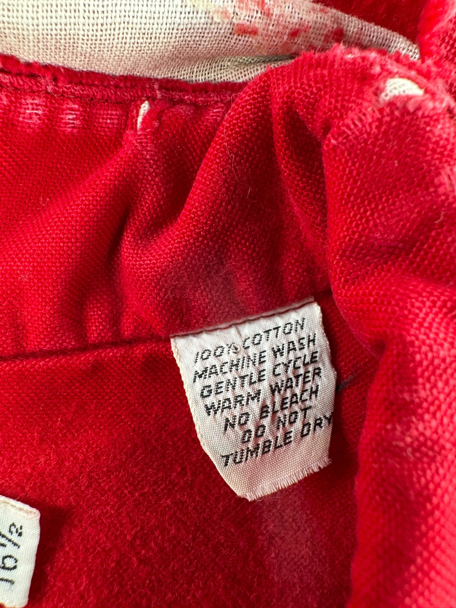 Close up of tag on Vintage 1960s LL Bean Script Era Chamois Cloth Shirt