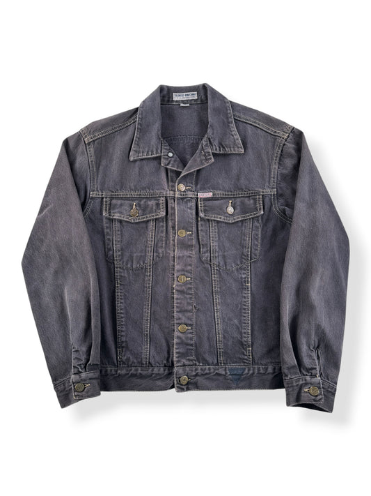 Front of Vintage Guess Black Denim Jacket SZ M