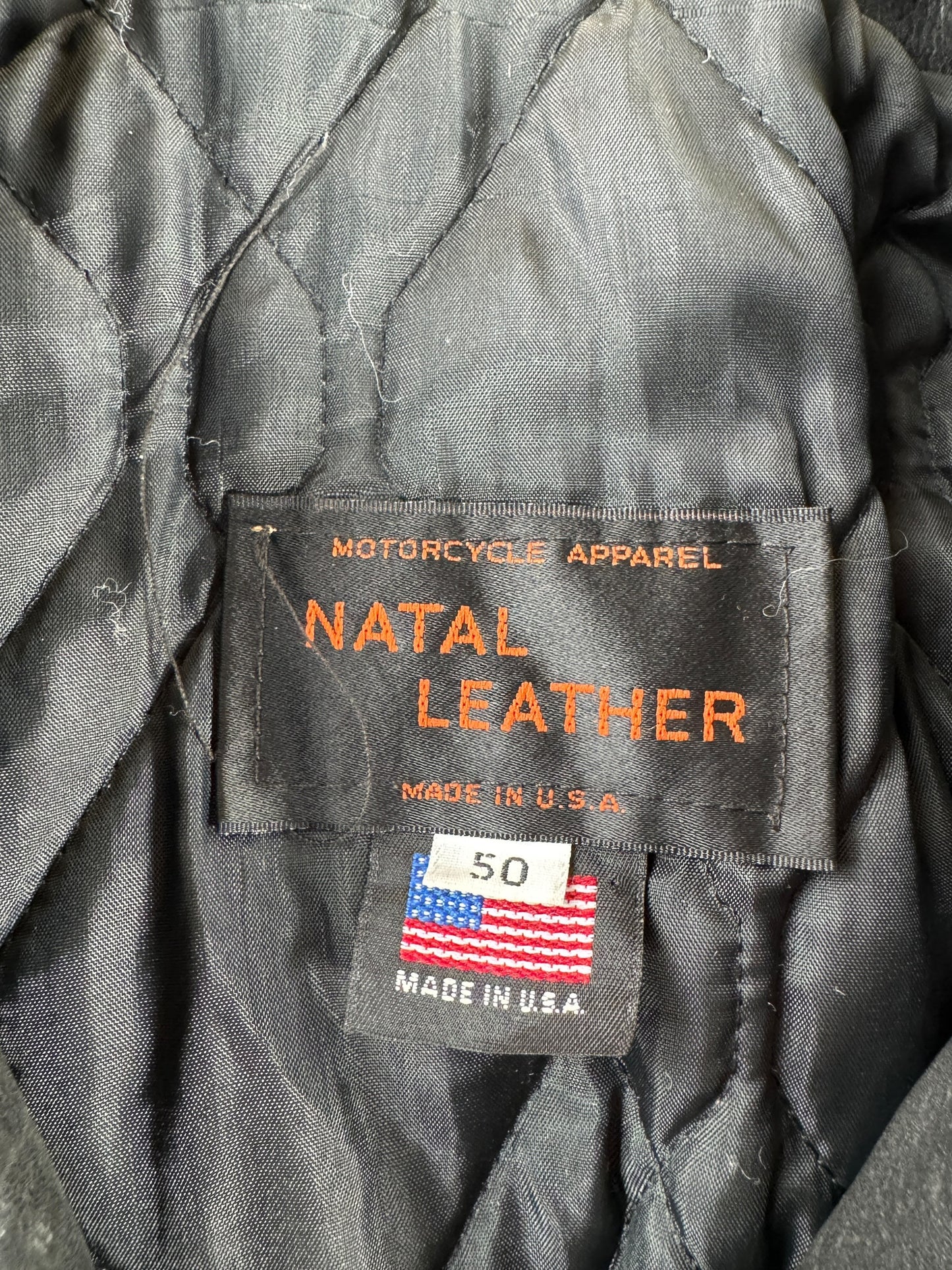 Label on Vintage Natal Leather Jacket SZ 50