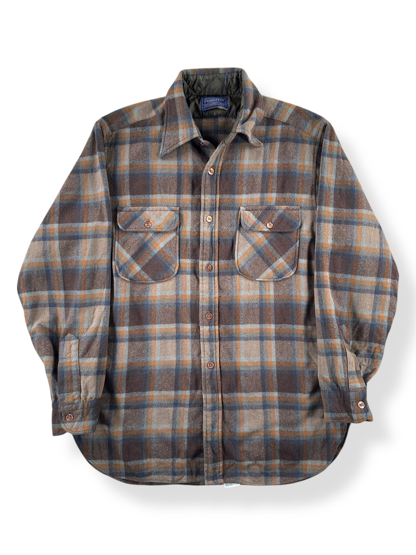 Front of Vintage Earth Tone Pendleton Flannel SZ L (fits M)