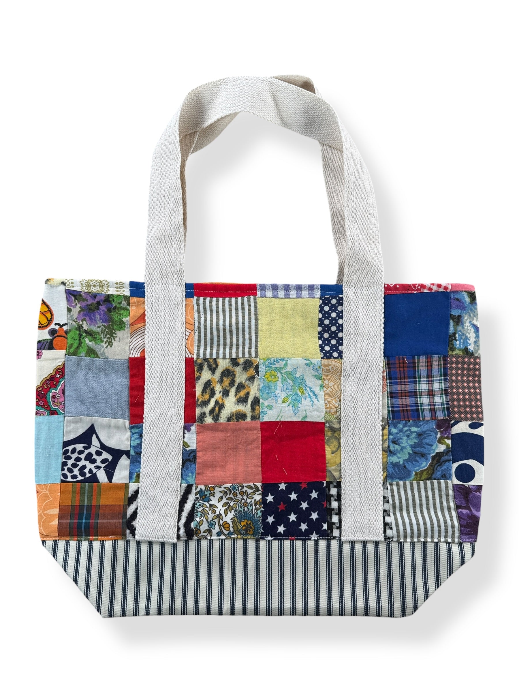 Side A of Archive Craft X Barn Owl Vintage Quilt Tote Bag
