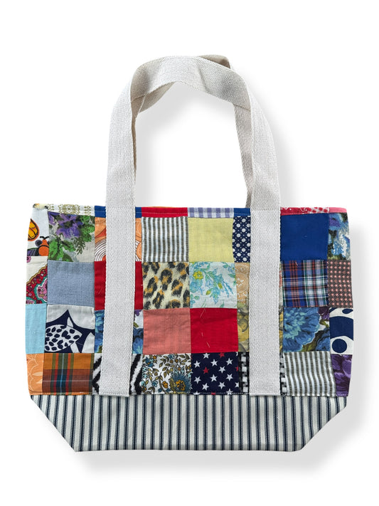 Side A of Archive Craft X Barn Owl Vintage Quilt Tote Bag