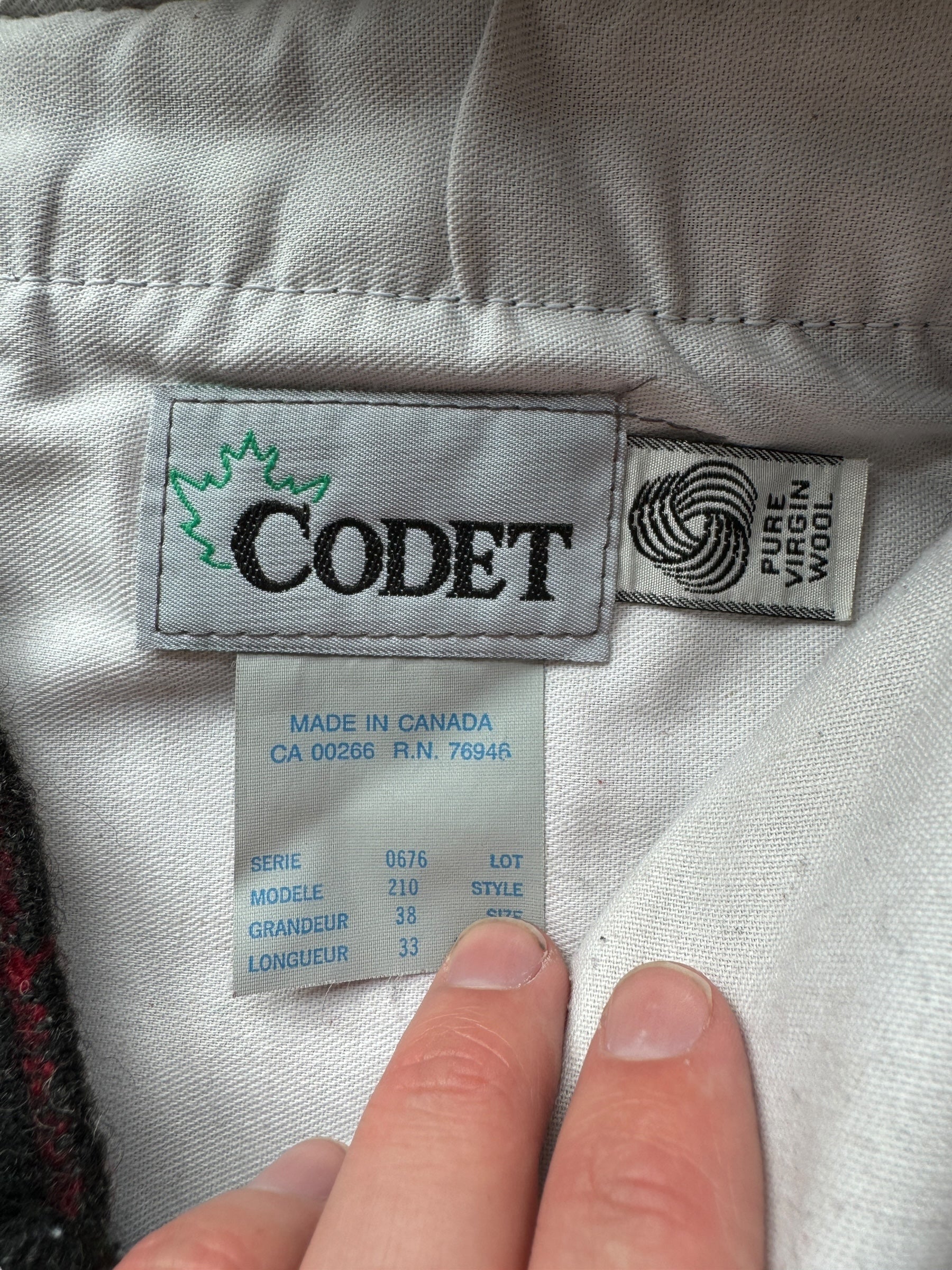 Label on Vintage Codet Wool Trousers SZ W37