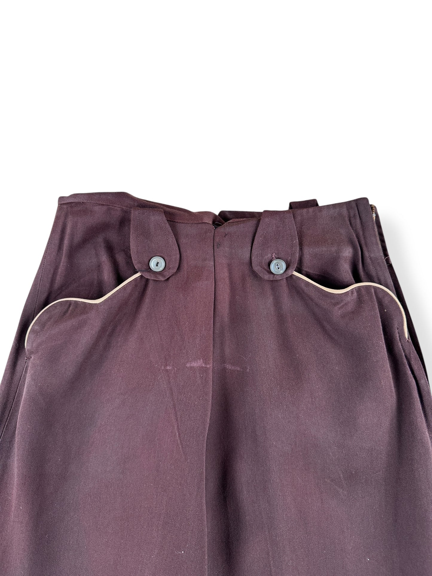 Pockets on Bottoms of Vintage Ladies 40s Era Shirley Jo Originals Rayon Gabardine 2 Piece Set SZ S