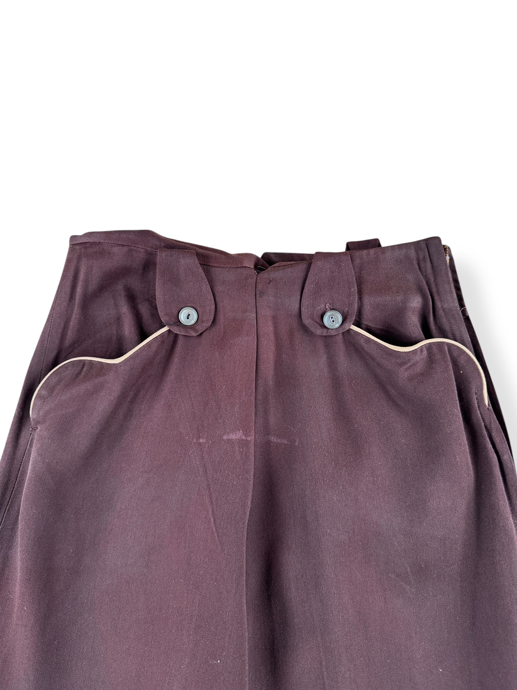 Pockets on Bottoms of Vintage Ladies 40s Era Shirley Jo Originals Rayon Gabardine 2 Piece Set SZ S