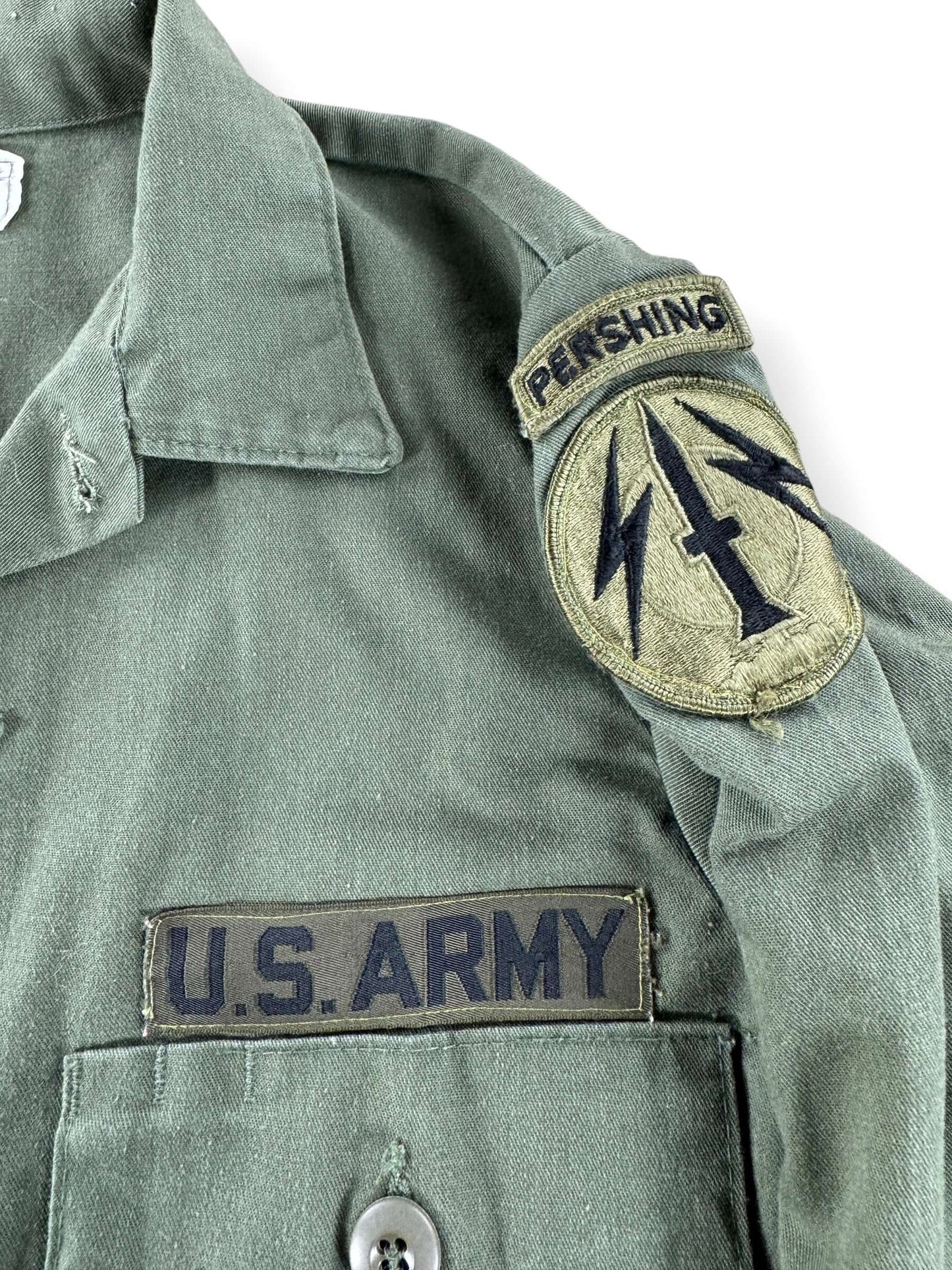 Patch on Vintage Named OG-507 US Army Shirt SZ L