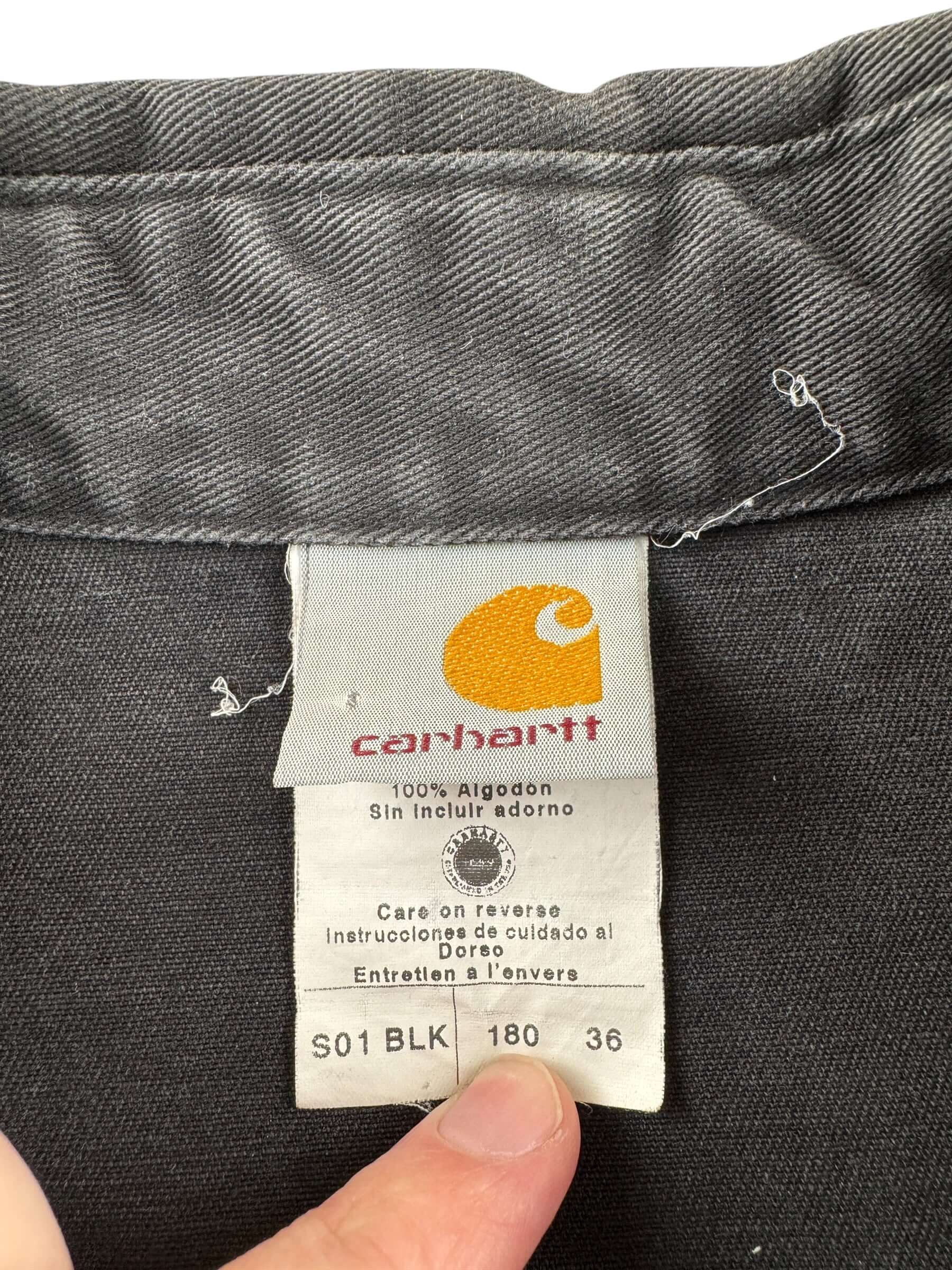 Label on Vintage Black Carhartt Pearl Snap SZ XL