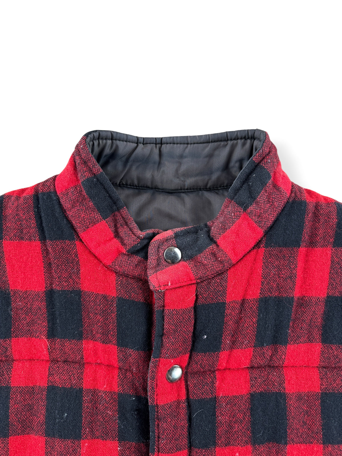 Collar on Vintage Arrow Buffalo Plaid Down Vest SZ L